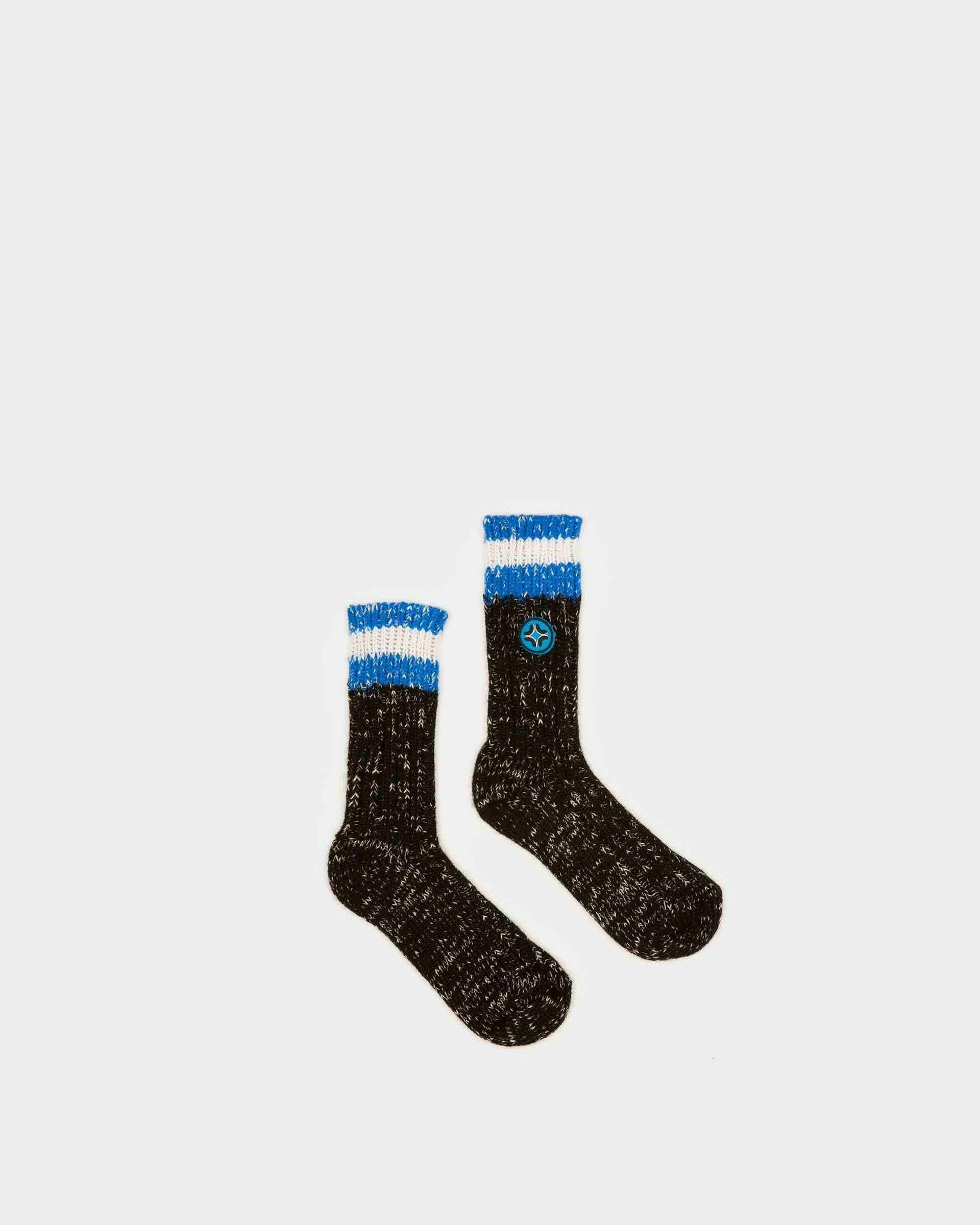 Cotton Socks In Blue & Black - Men's - Bally