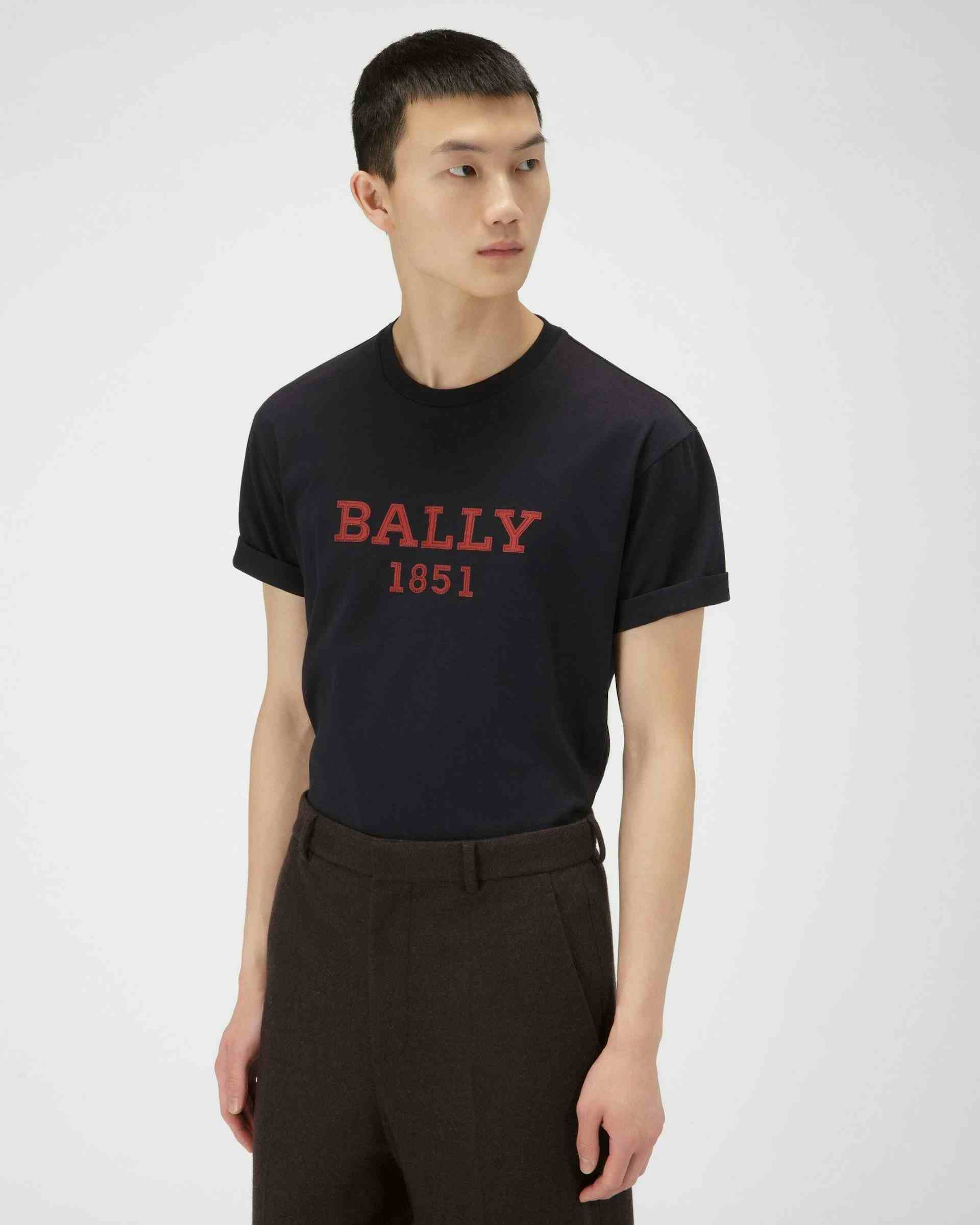 T-Shirt Con Logo In Cotone Colore Blu Navy - Uomo - Bally