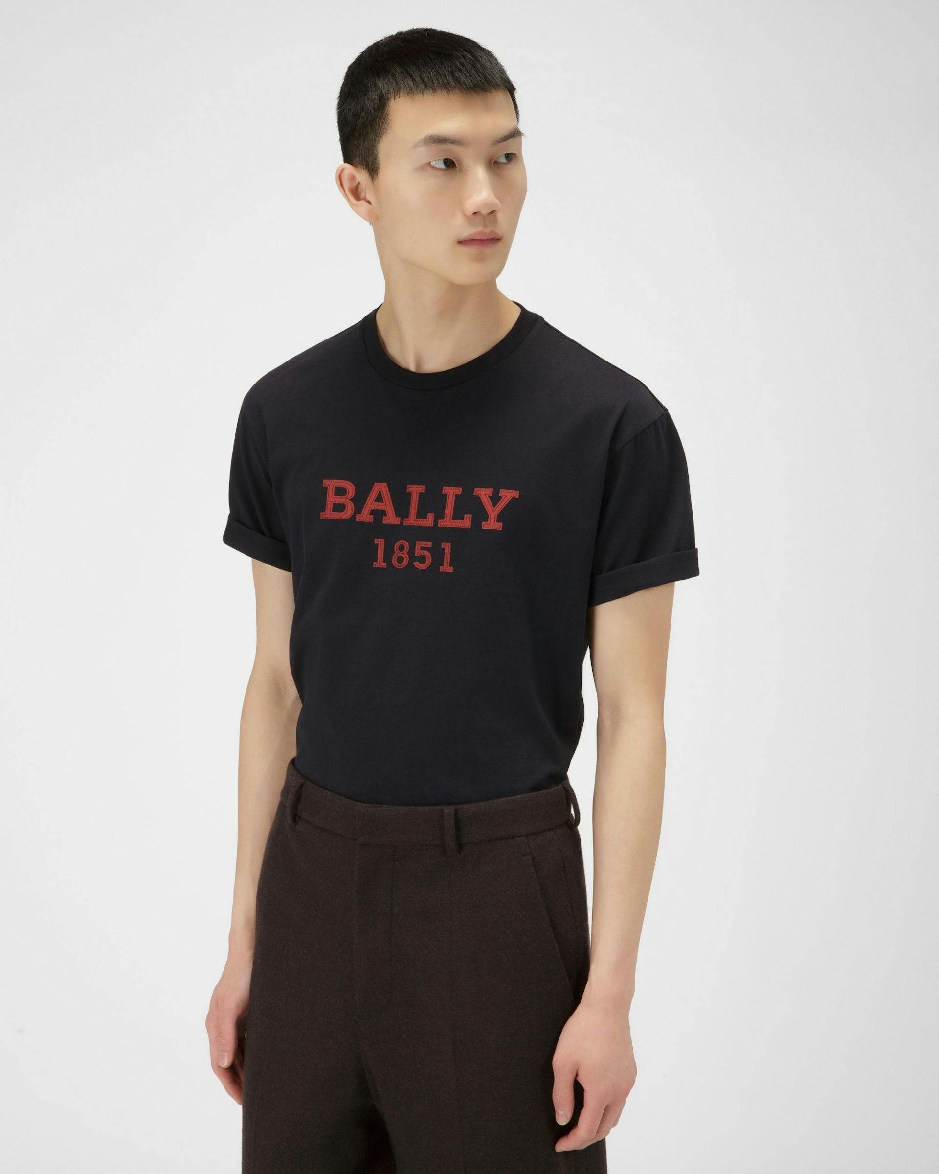 T-Shirt Con Logo In Cotone Colore Blu Navy - Uomo - Bally - 01