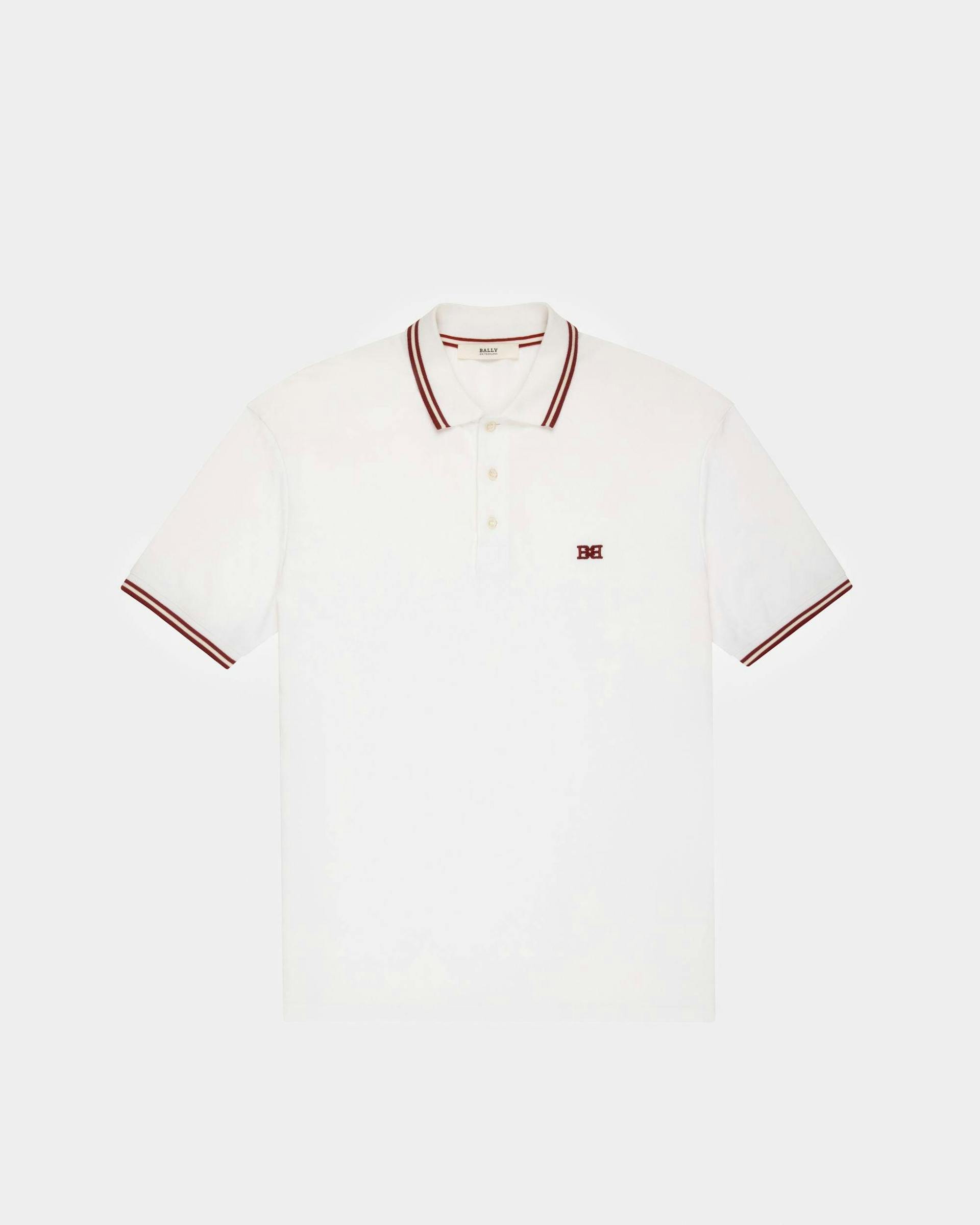 Cotton Polo Shirt In White - Men's - Bally - 01
