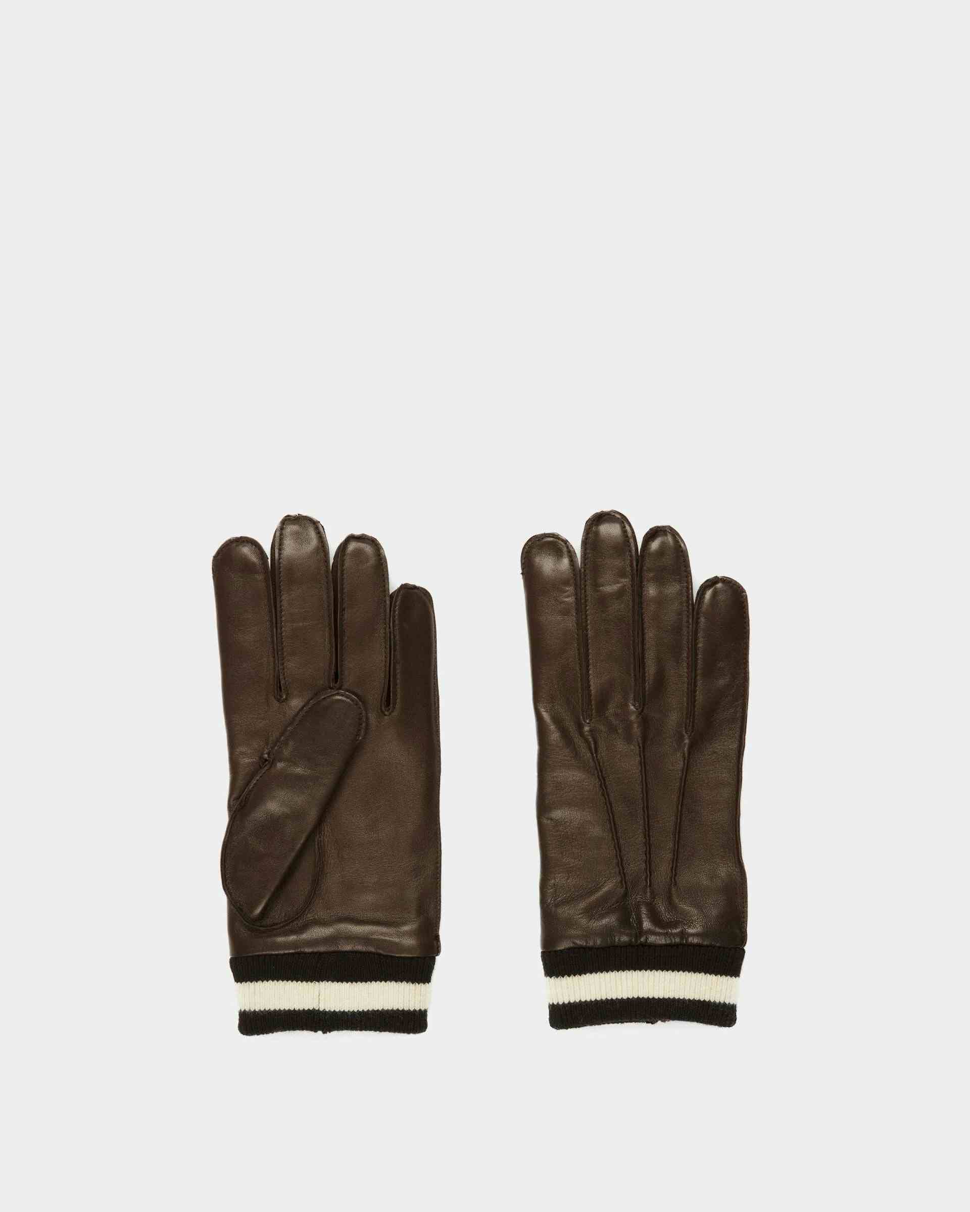 Gestreifte Handschuhe Aus Braunem Leder - Herren - Bally