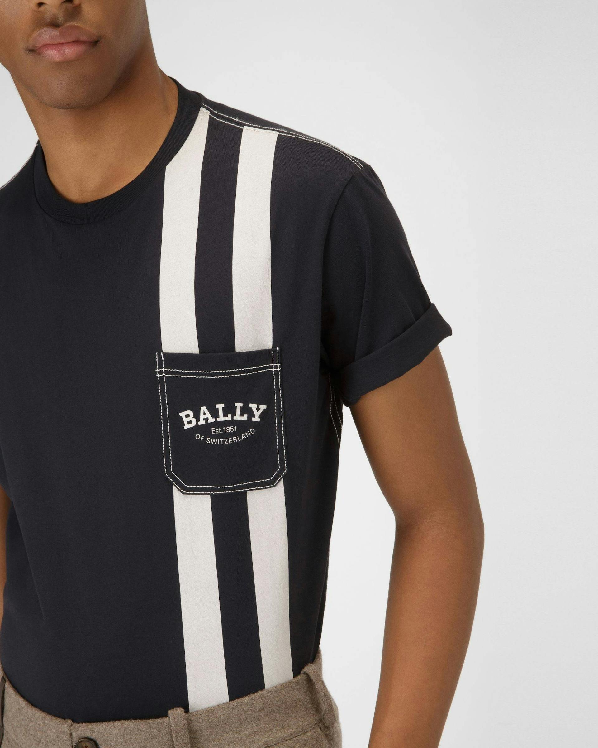 T-Shirt Con Bally Stripe In Cotone Colore Blu Navy - Uomo - Bally - 02