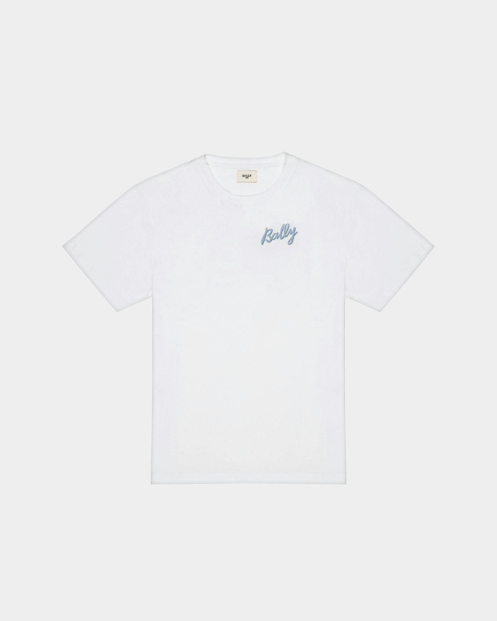 T-Shirt Aus Baumwolle In Weiß Und Hellblau - Herren - Bally - 01