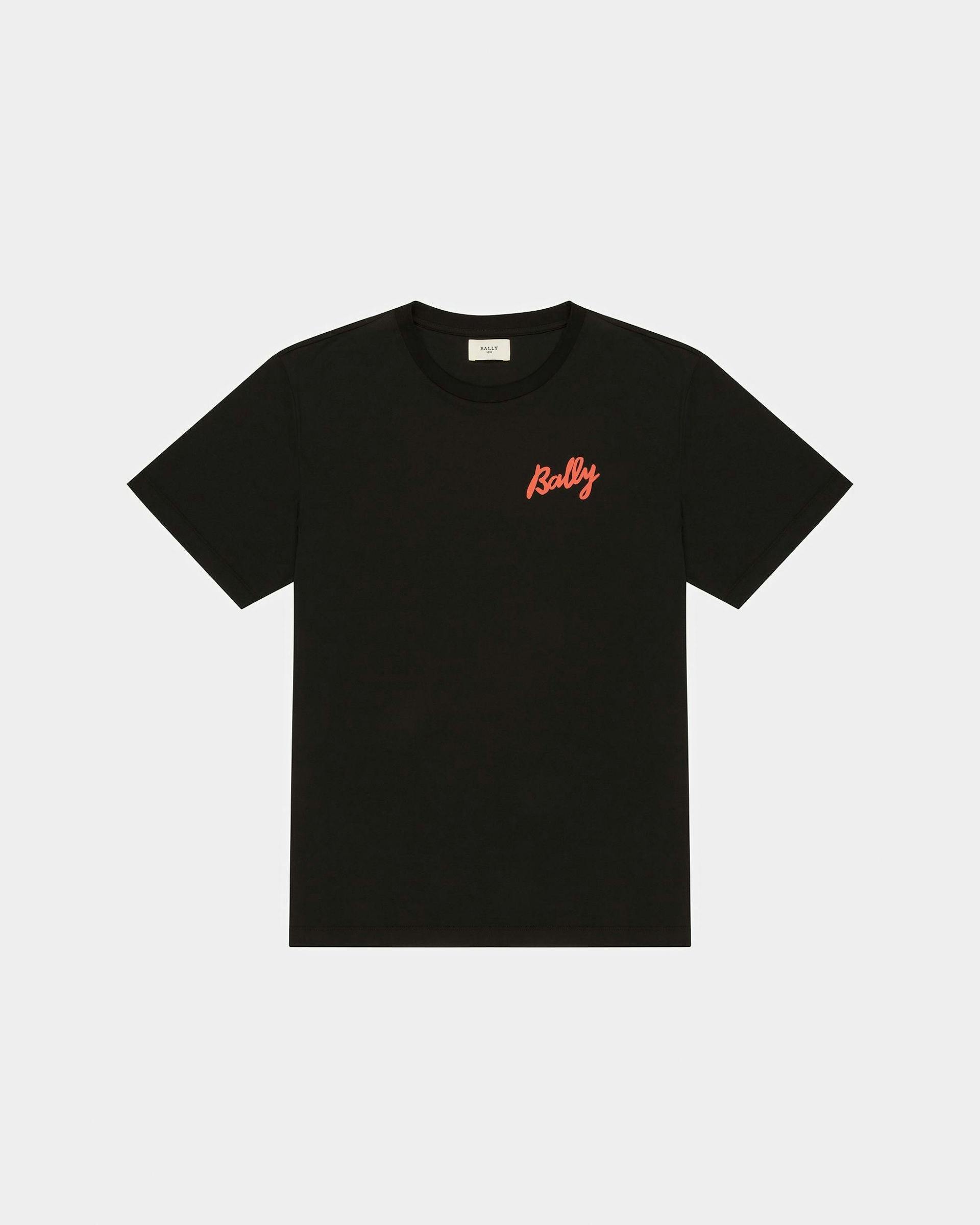 T-Shirt In Cotone Nero E Arancione - Uomo - Bally - 01