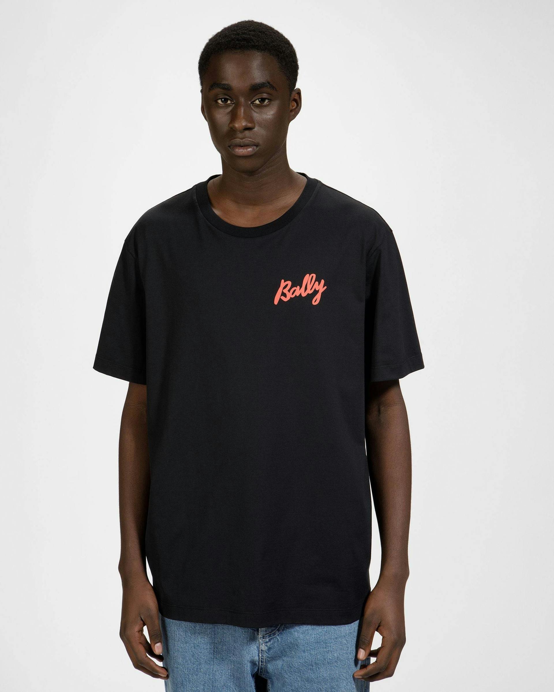 T-Shirt In Cotone Nero E Arancione - Uomo - Bally - 03