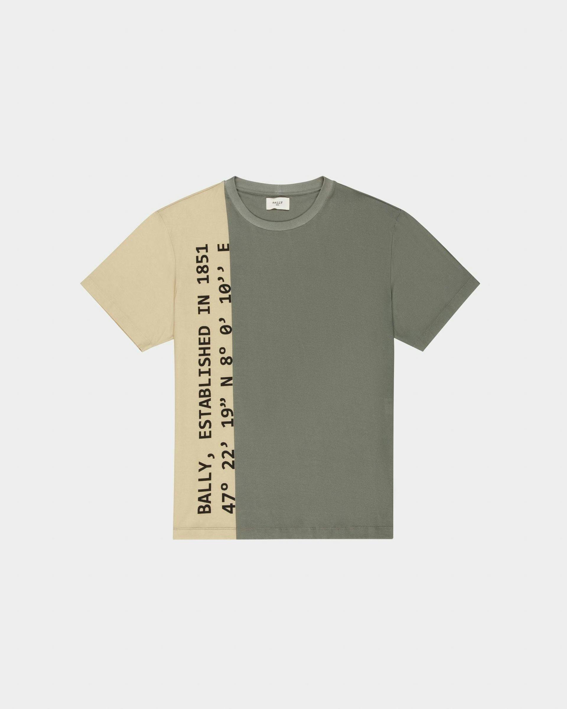 T-Shirt Aus Bio-Baumwolle In Beige Und Grün - Herren - Bally - 01
