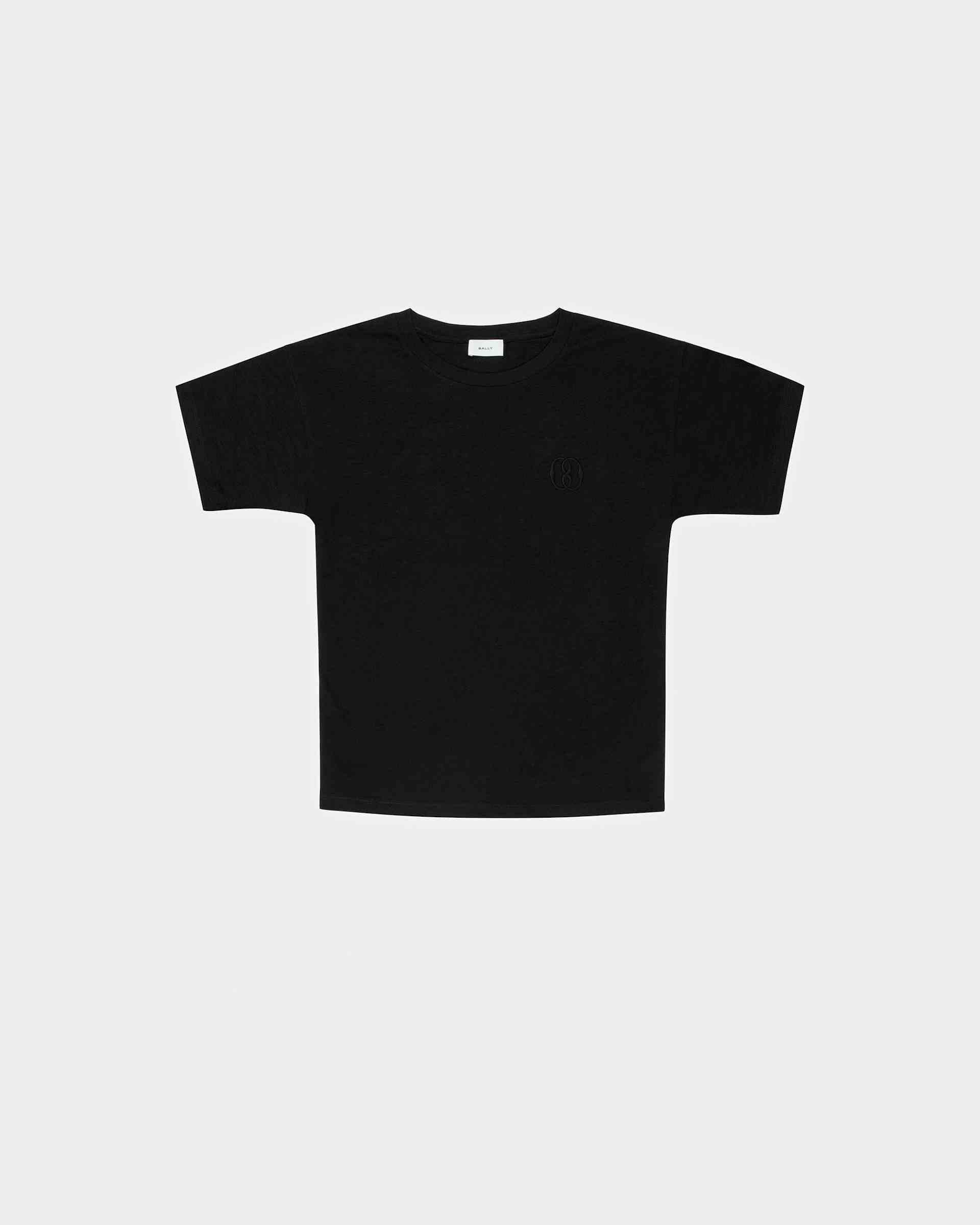 T-Shirt Ricamata Cotone In Nero - Uomo - Bally