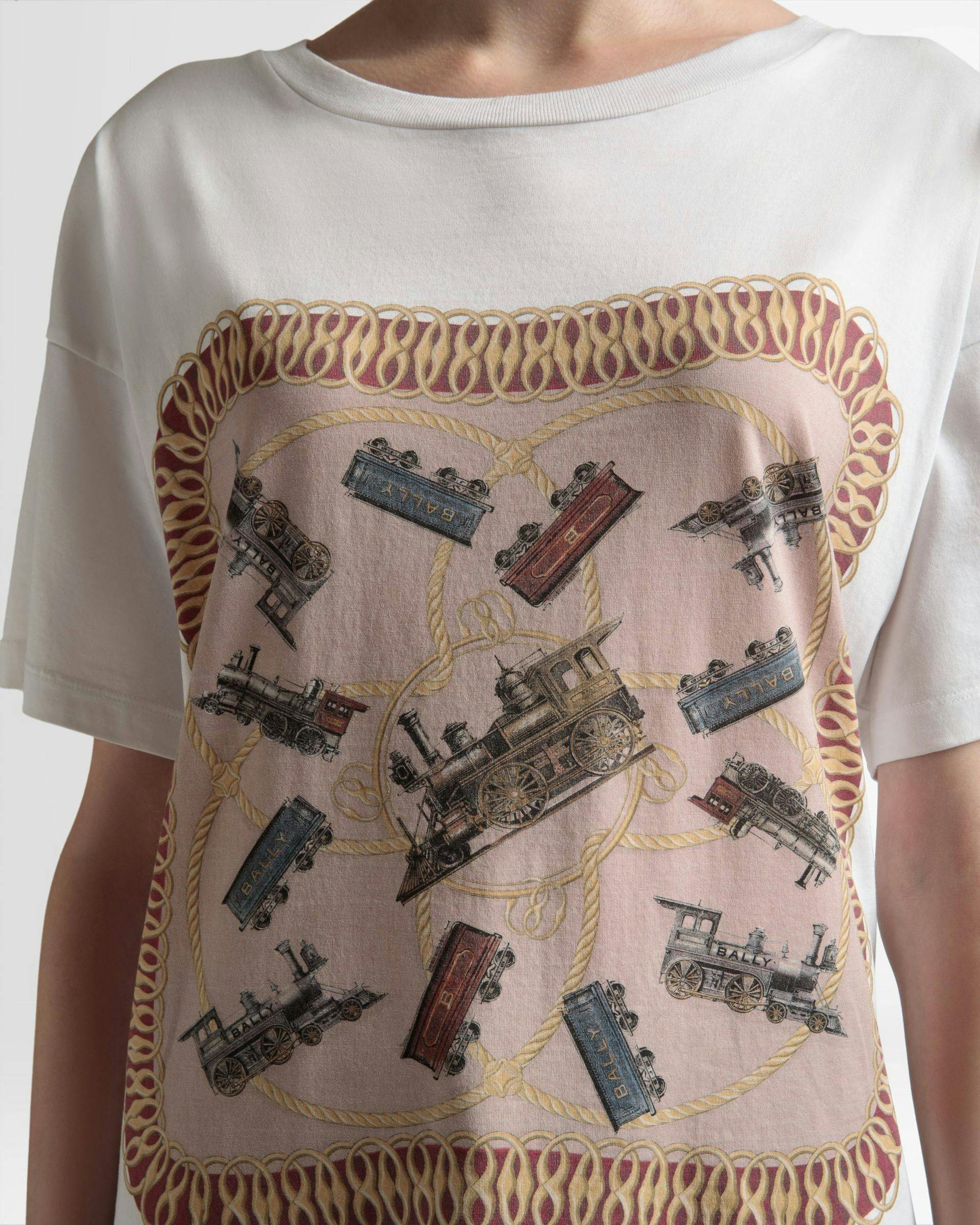 T-Shirt Stampa Train In Cotone Bianco - Uomo - Bally - 04