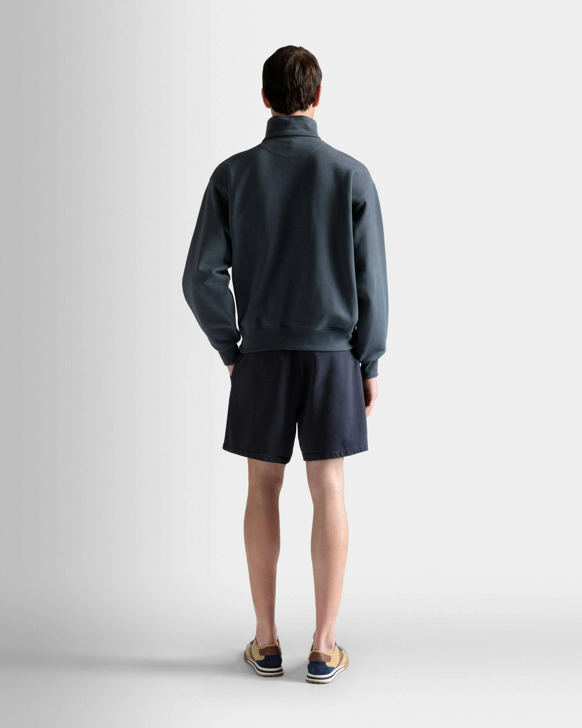 Sweatshirt mit Reißverschlusskragen und Train-Print Aus steingrauer Baumwolle - Herren - Bally - 06