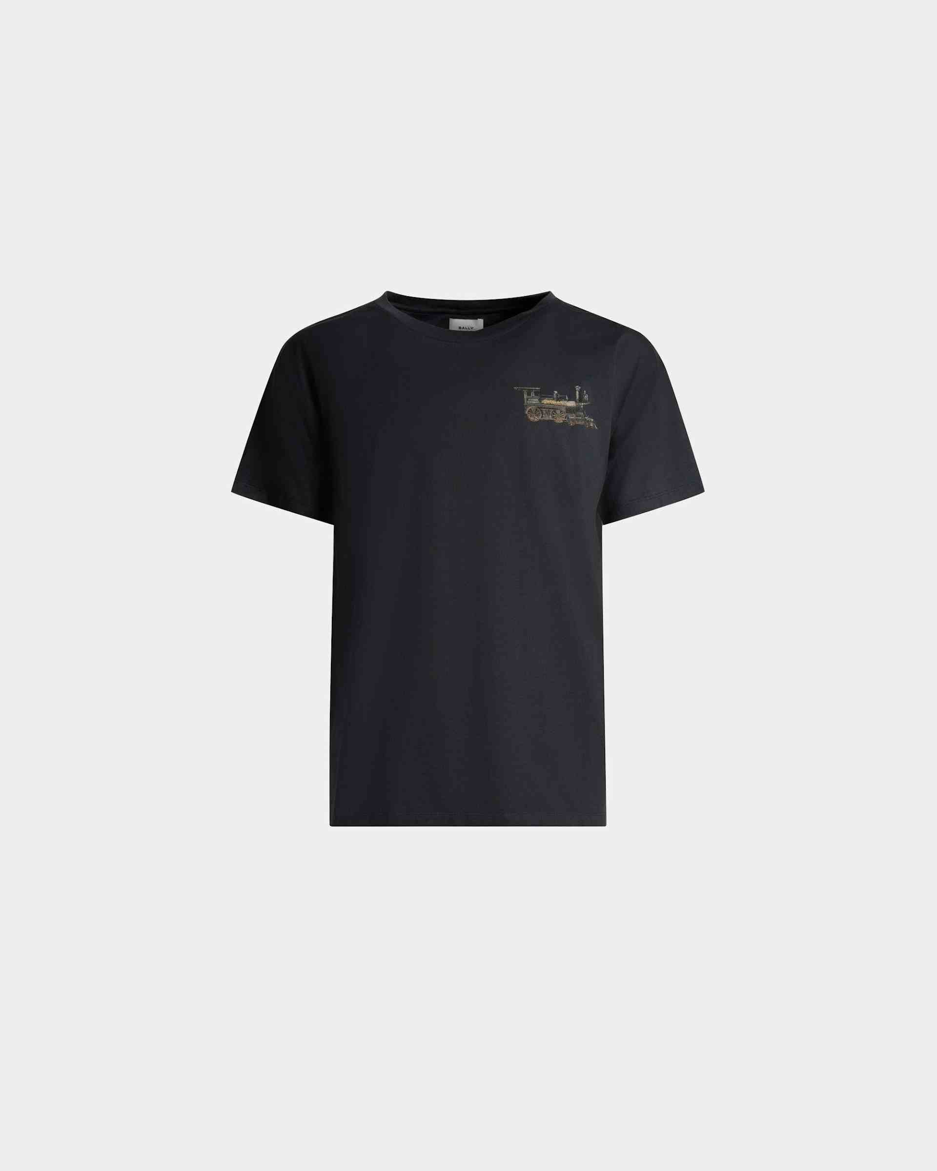T-Shirt mit Train-Motiv Aus steingrauer Baumwolle - Herren - Bally