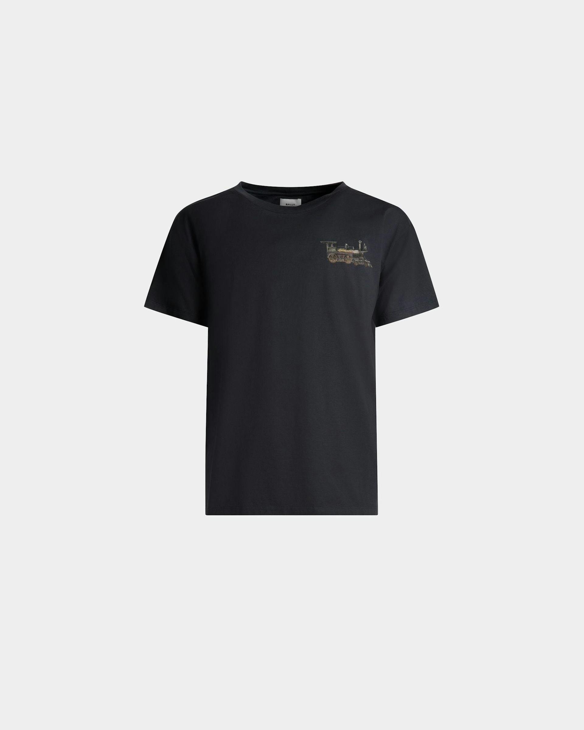 T-Shirt mit Train-Motiv Aus steingrauer Baumwolle - Herren - Bally - 01