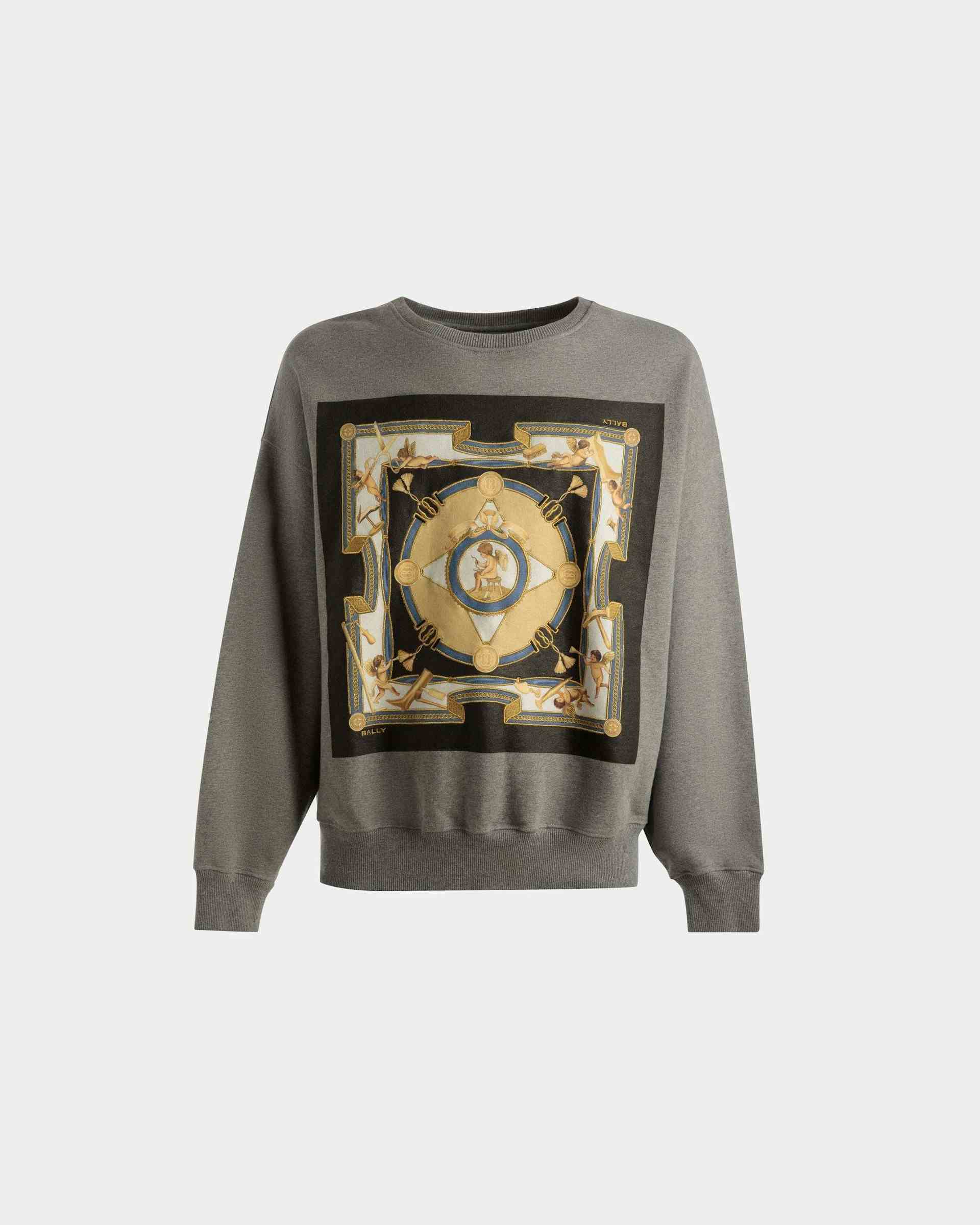 Bedrucktes Sweatshirt Aus Grau Melierter Baumwolle - Herren - Bally