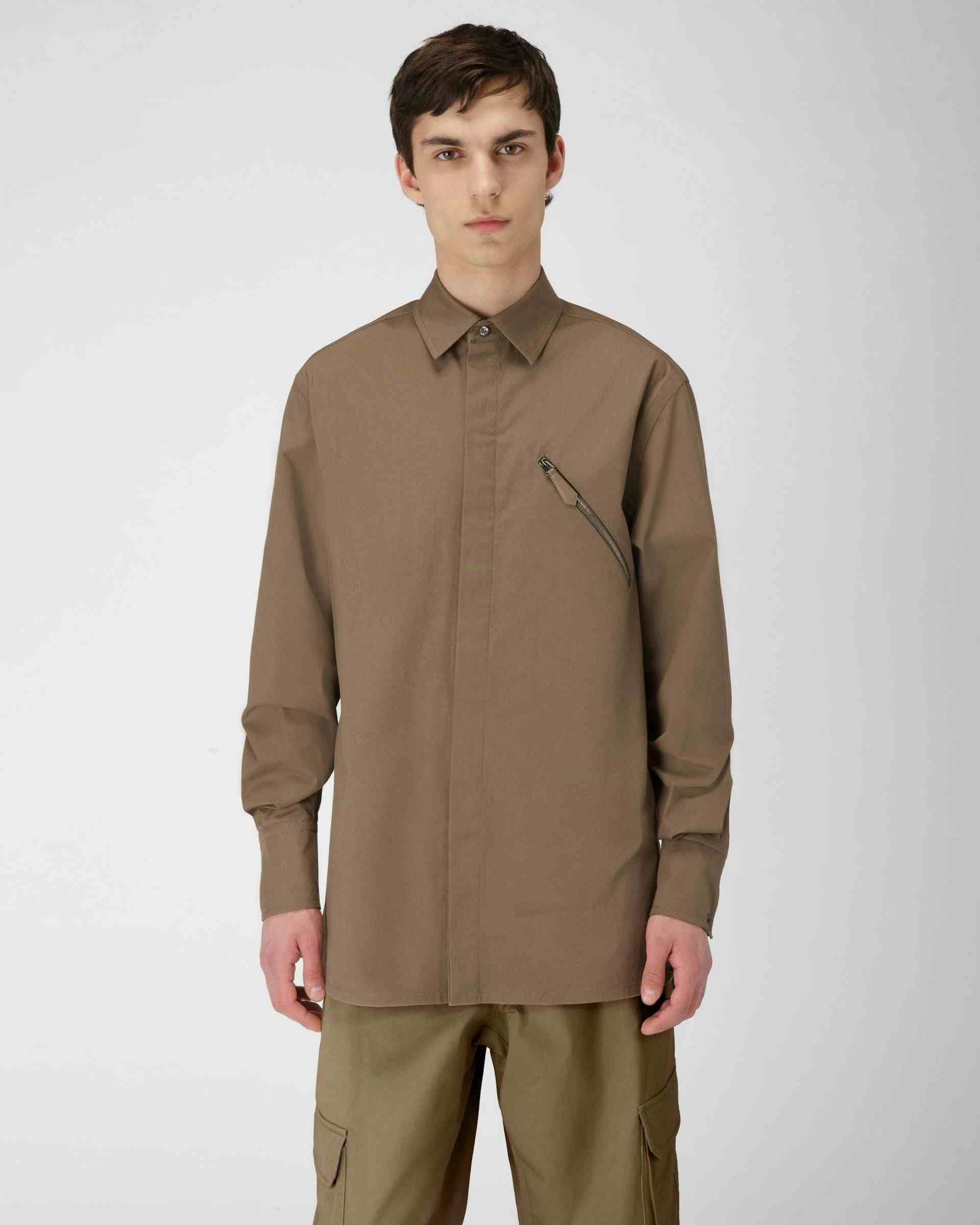Camicia Con Dettaglio Tasca In Cotone Color Tortora - Uomo - Bally