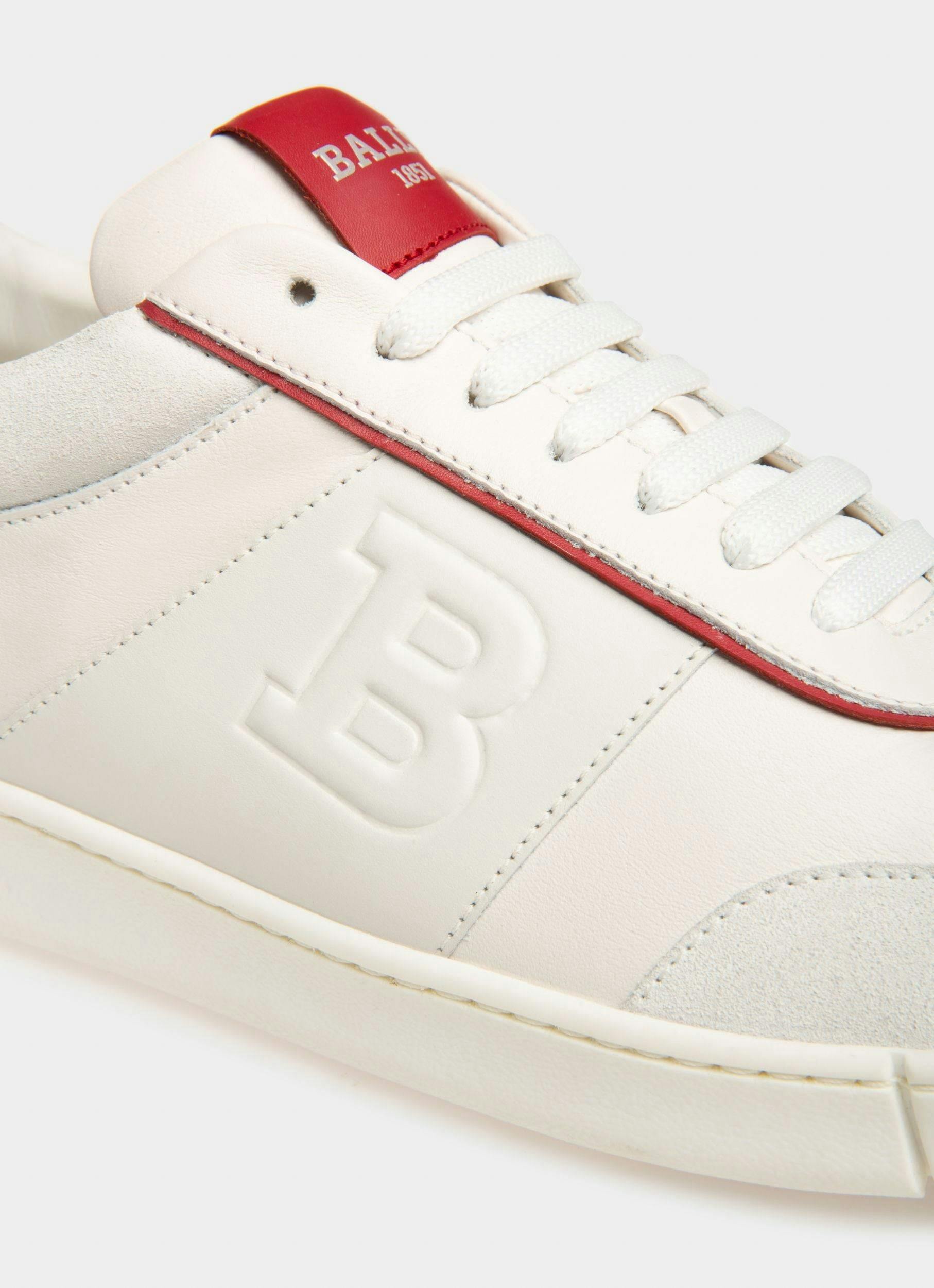 Wallys Sneaker En Cuir Et Daim Blanc Et Rouge - Homme - Bally - 06