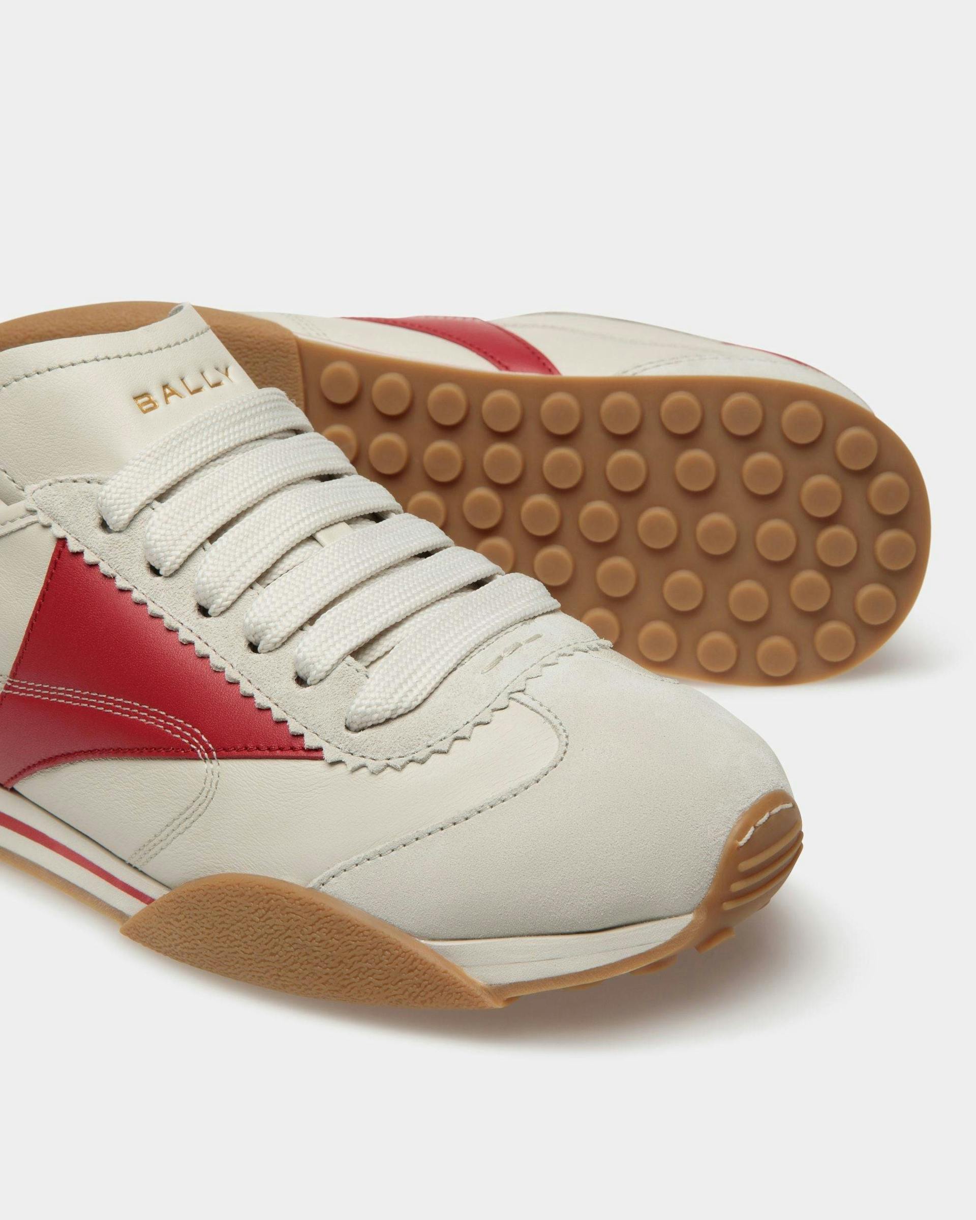 Sneaker Sussex In Pelle Bianco Cipria E Rubino Scuro - Uomo - Bally - 04