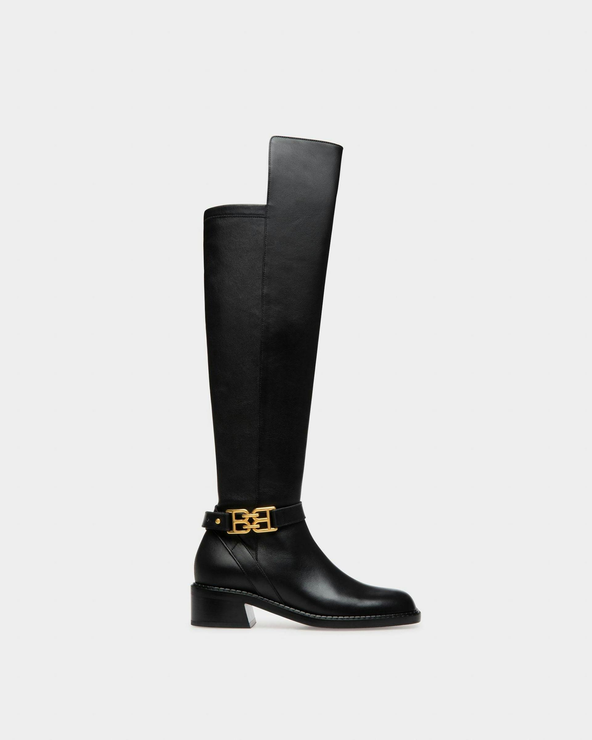 Eloire Leather Long Boots In Black - Women's - Bally - 01