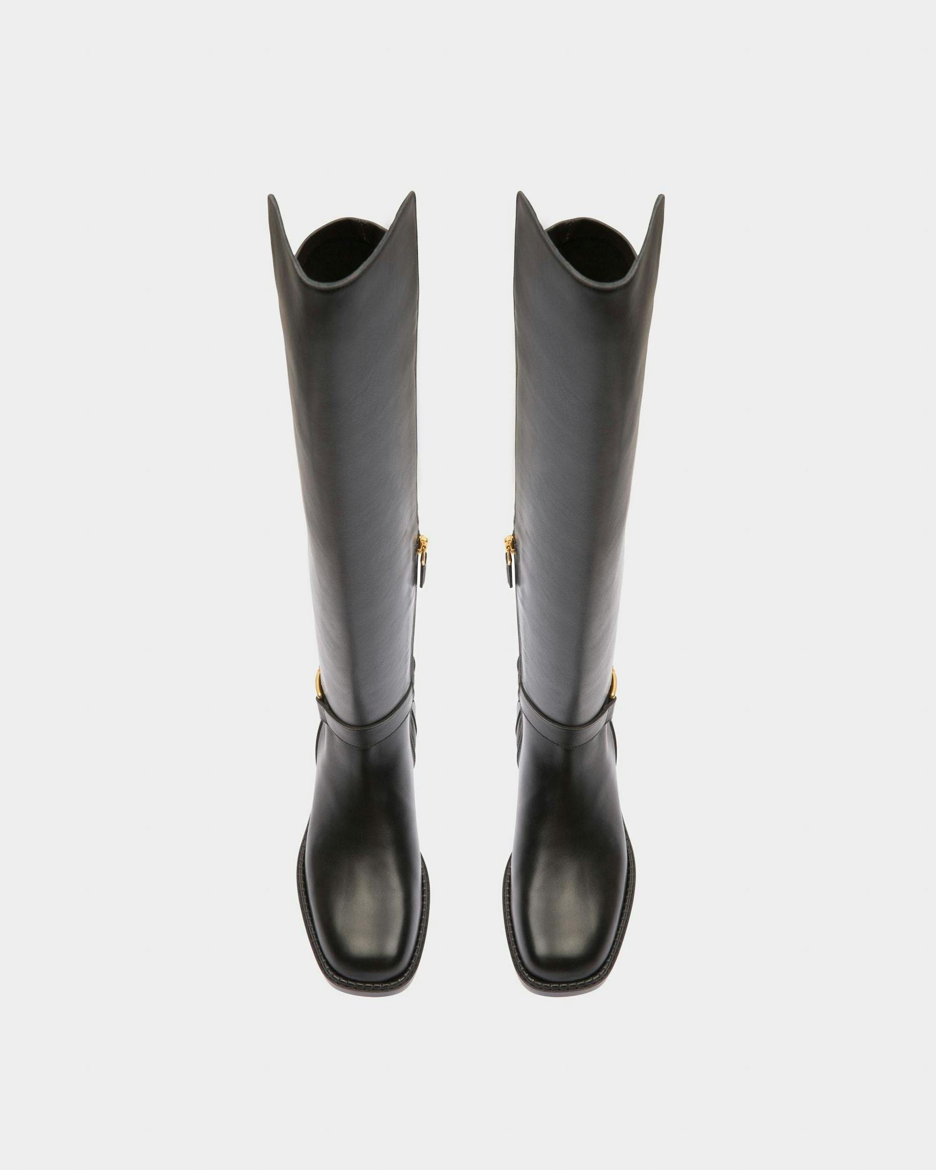 Eloire Leather Long Boots In Black - Women's - Bally - 02