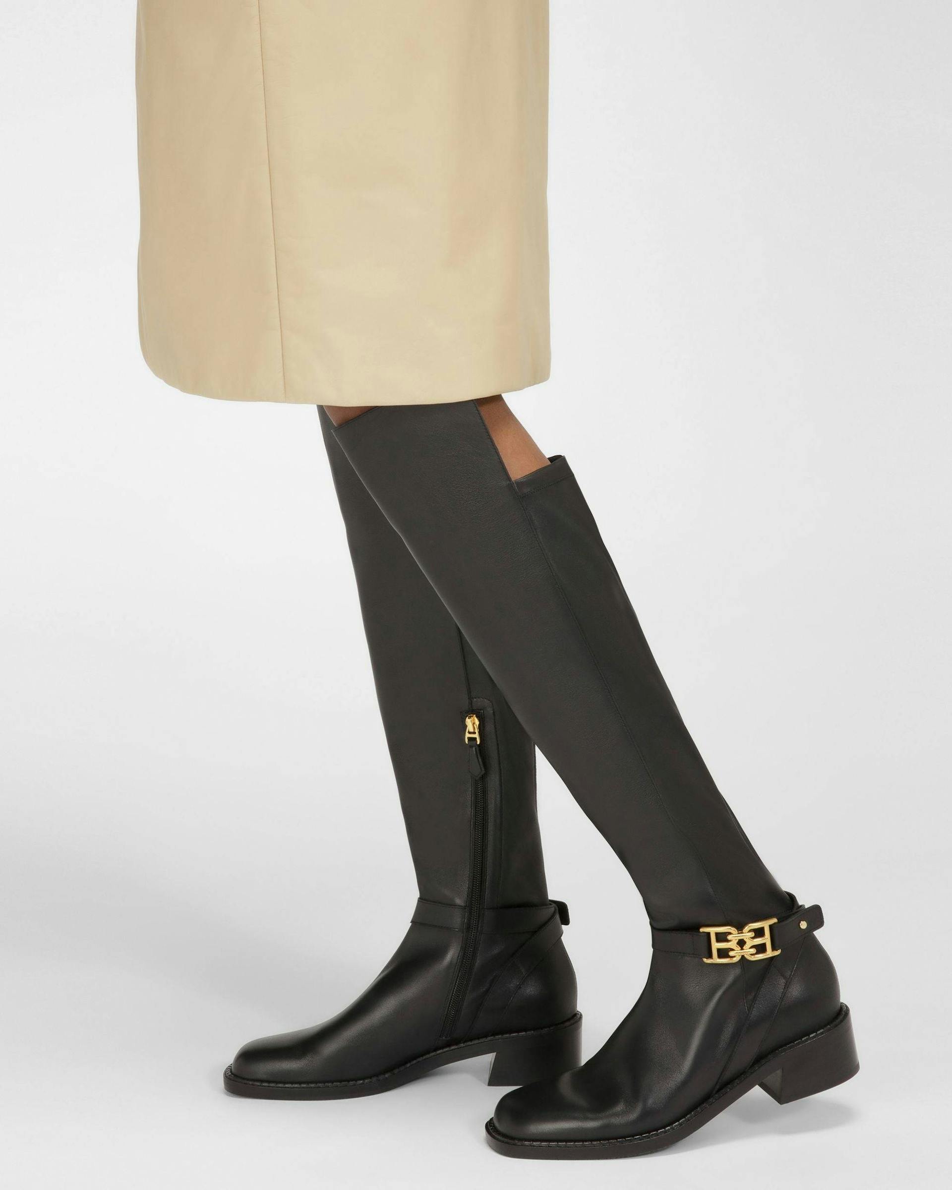 Eloire Leather Long Boots In Black - Women's - Bally - 06