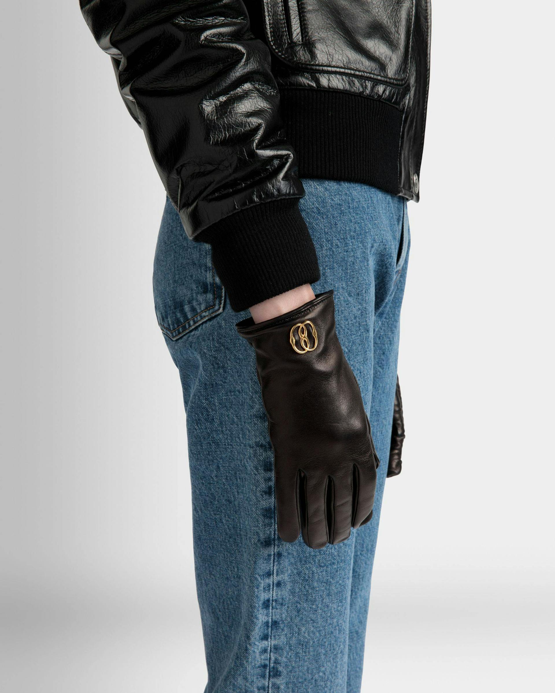 Emblem Handschuhe Aus Leder In Schwarz - Damen - Bally - 02