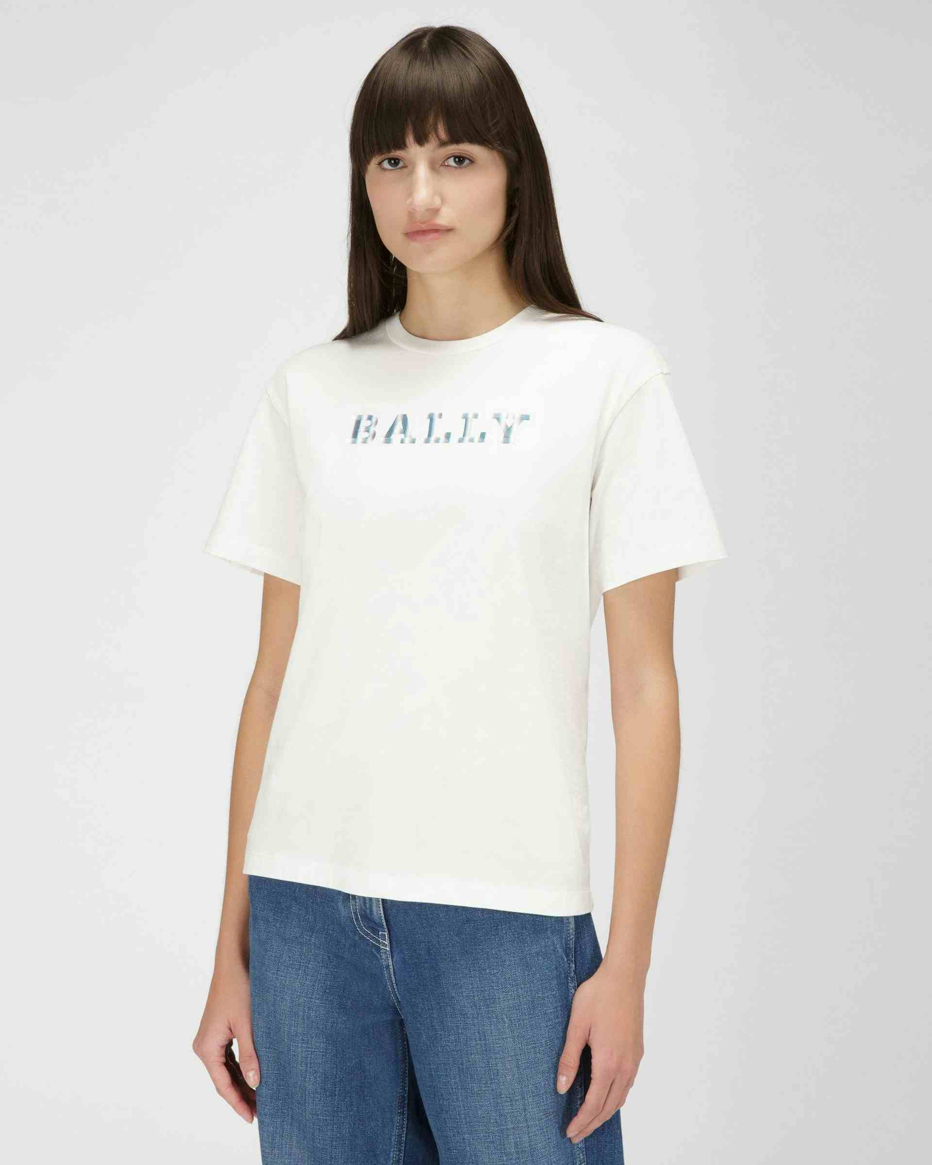 T-Shirt Aus Elfenbeinfarbener Bio-Baumwolle - Damen - Bally