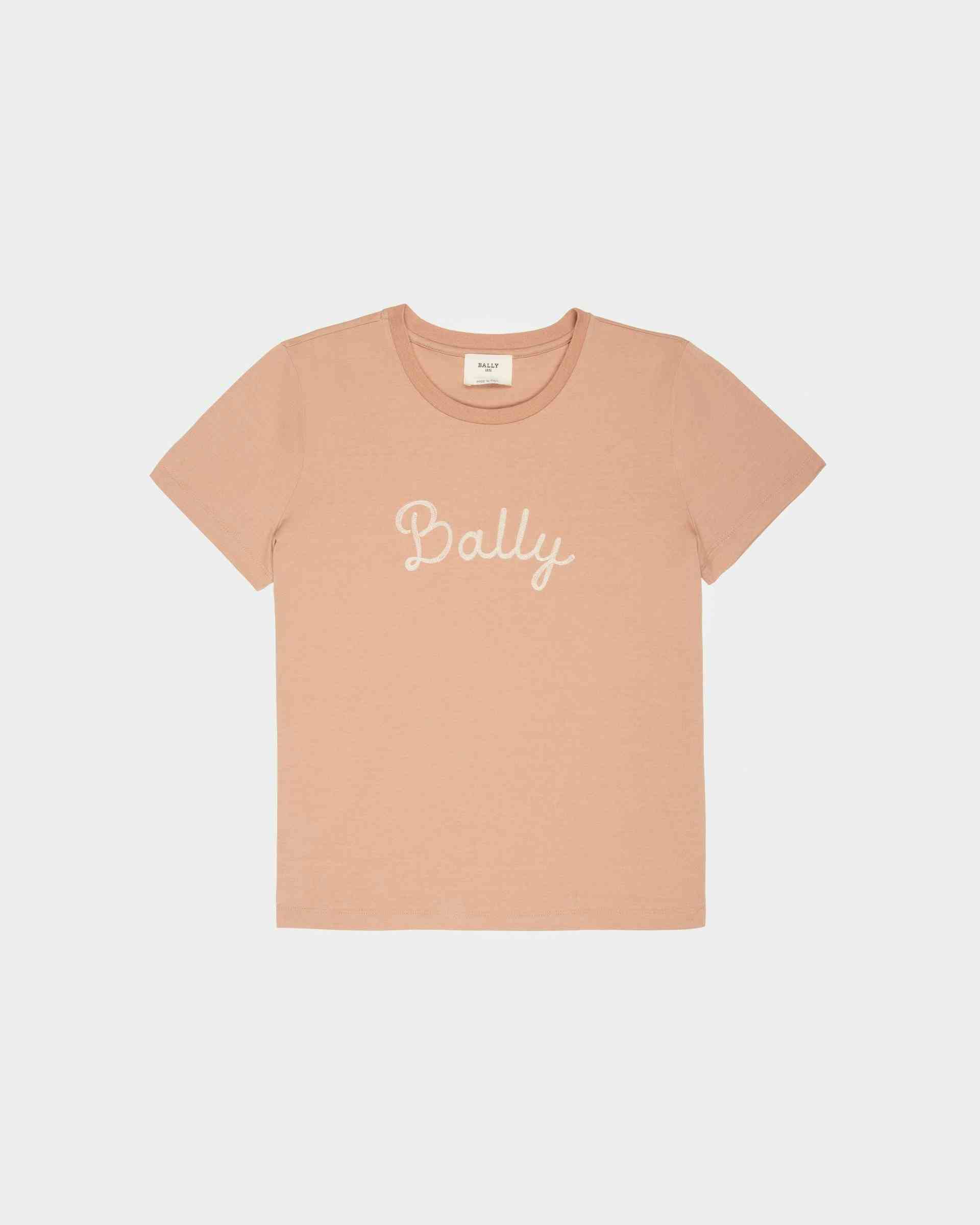 T-Shirt Con Ricamo In Cotone Colore Rosa Chiaro - Donna - Bally