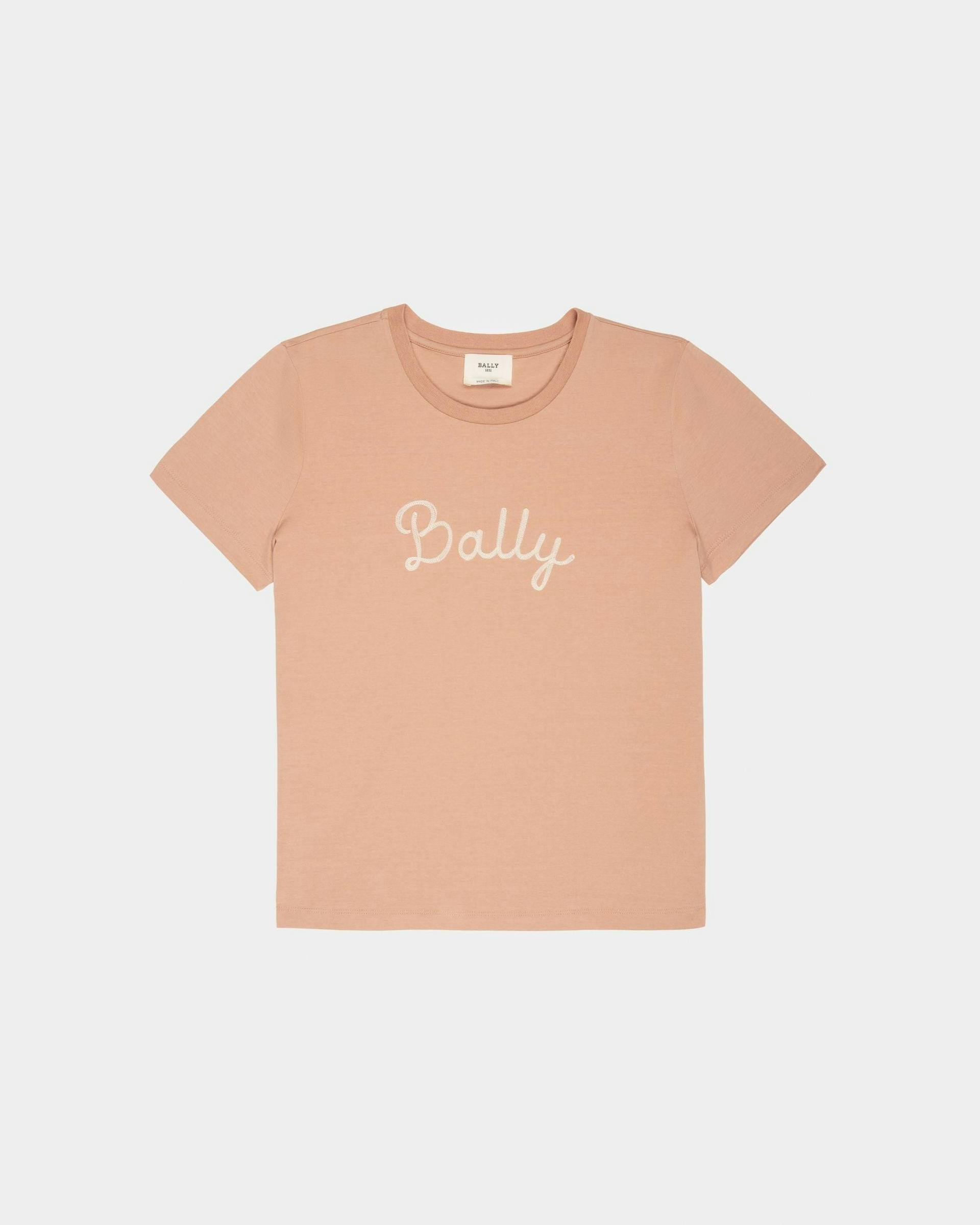 T-Shirt Con Ricamo In Cotone Colore Rosa Chiaro - Donna - Bally - 01