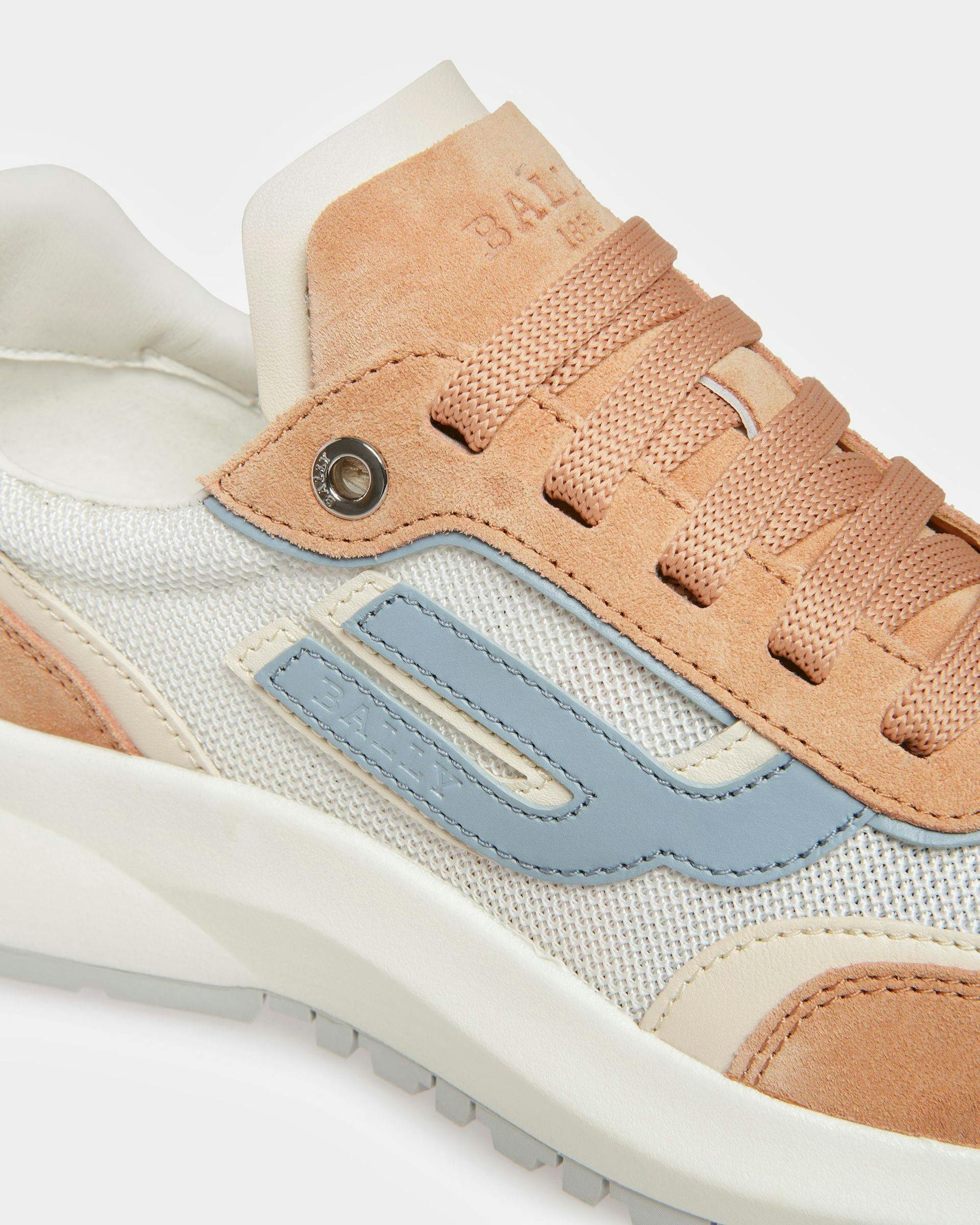 Demmy Sneaker In Pelle E Tessuto Color Pesca, Avorio E Bianco - Donna - Bally - 06