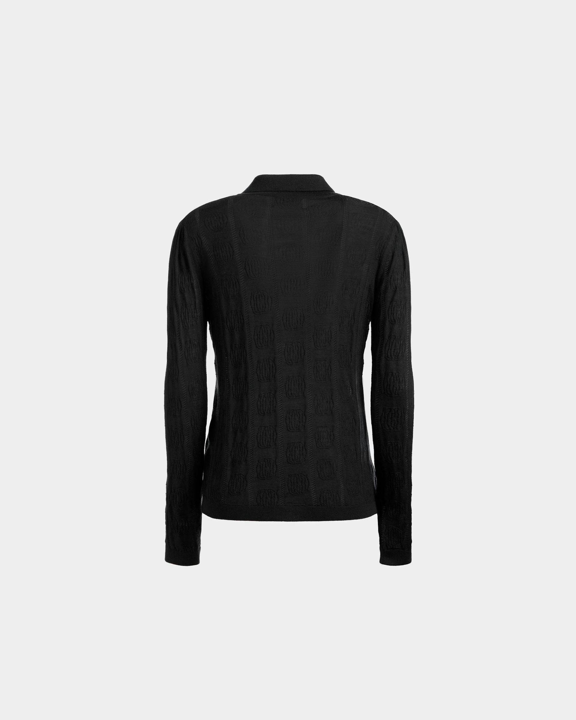 Langarm-Poloshirt mit Strickdetail Aus schwarzer Wolle - Damen - Bally - 06