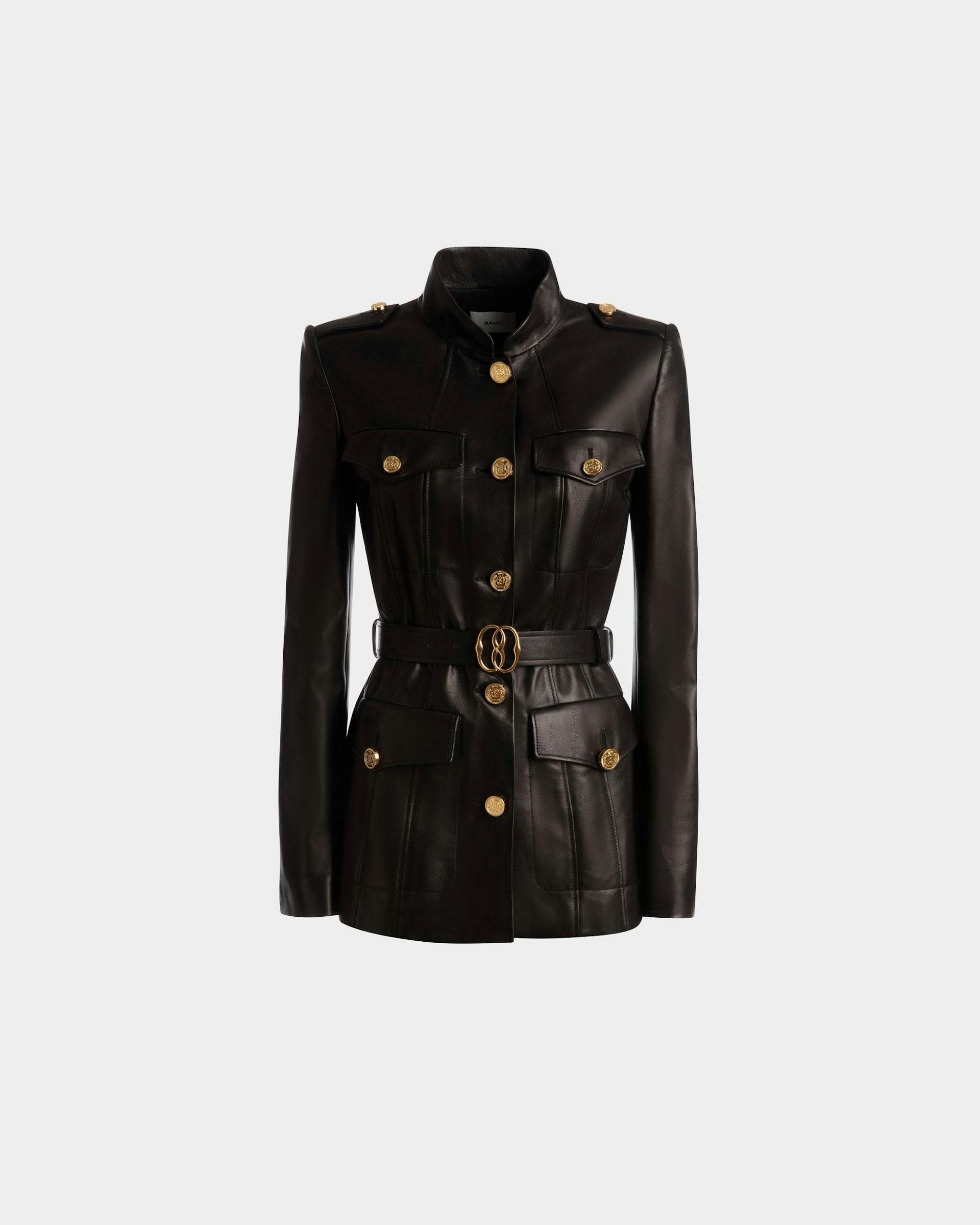 Belted Jacket In Black Leather - Women's - Bally - 01