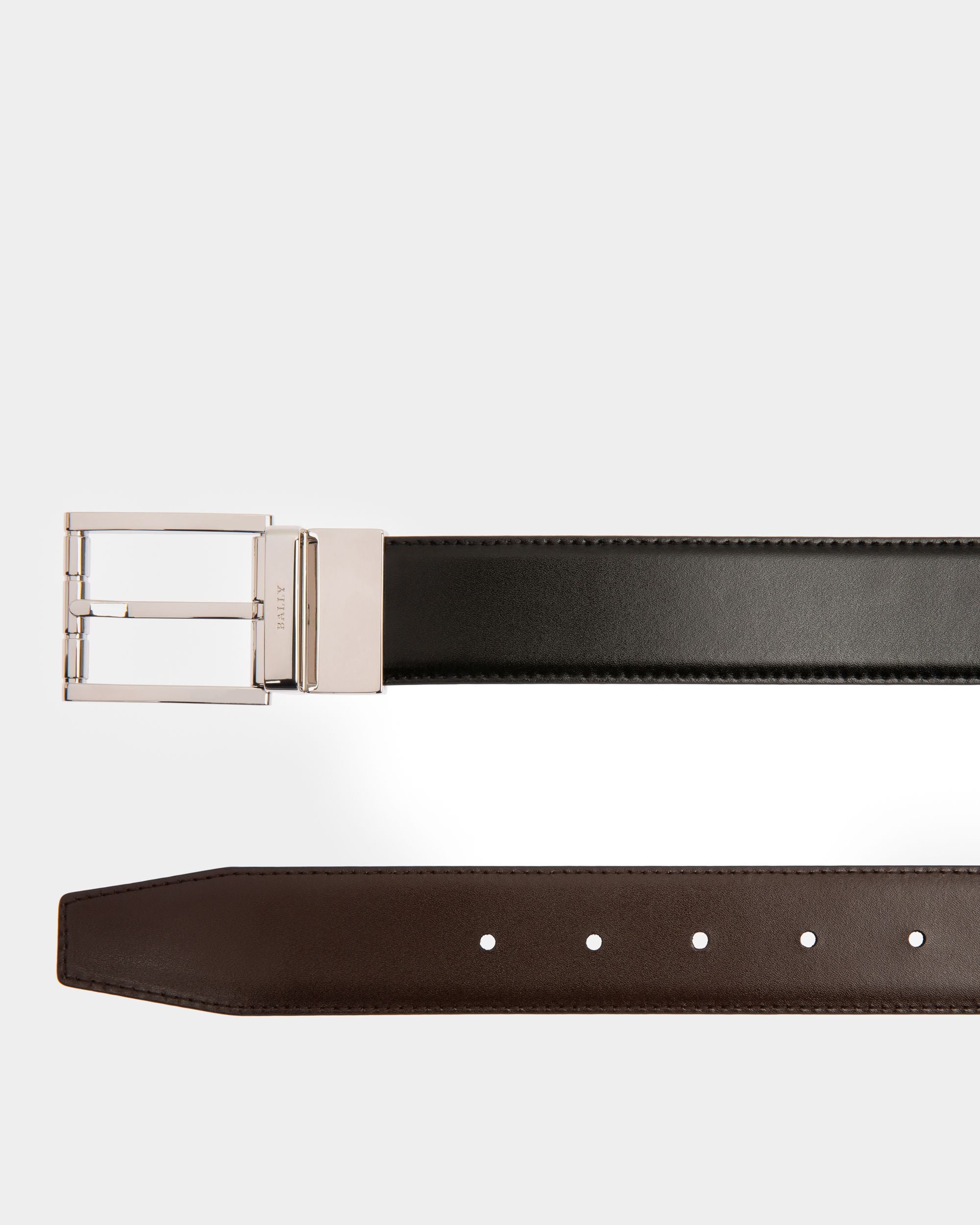 Astor Ceinture 35 Mm En Cuir Noir Et Marron - Homme - Bally - 02