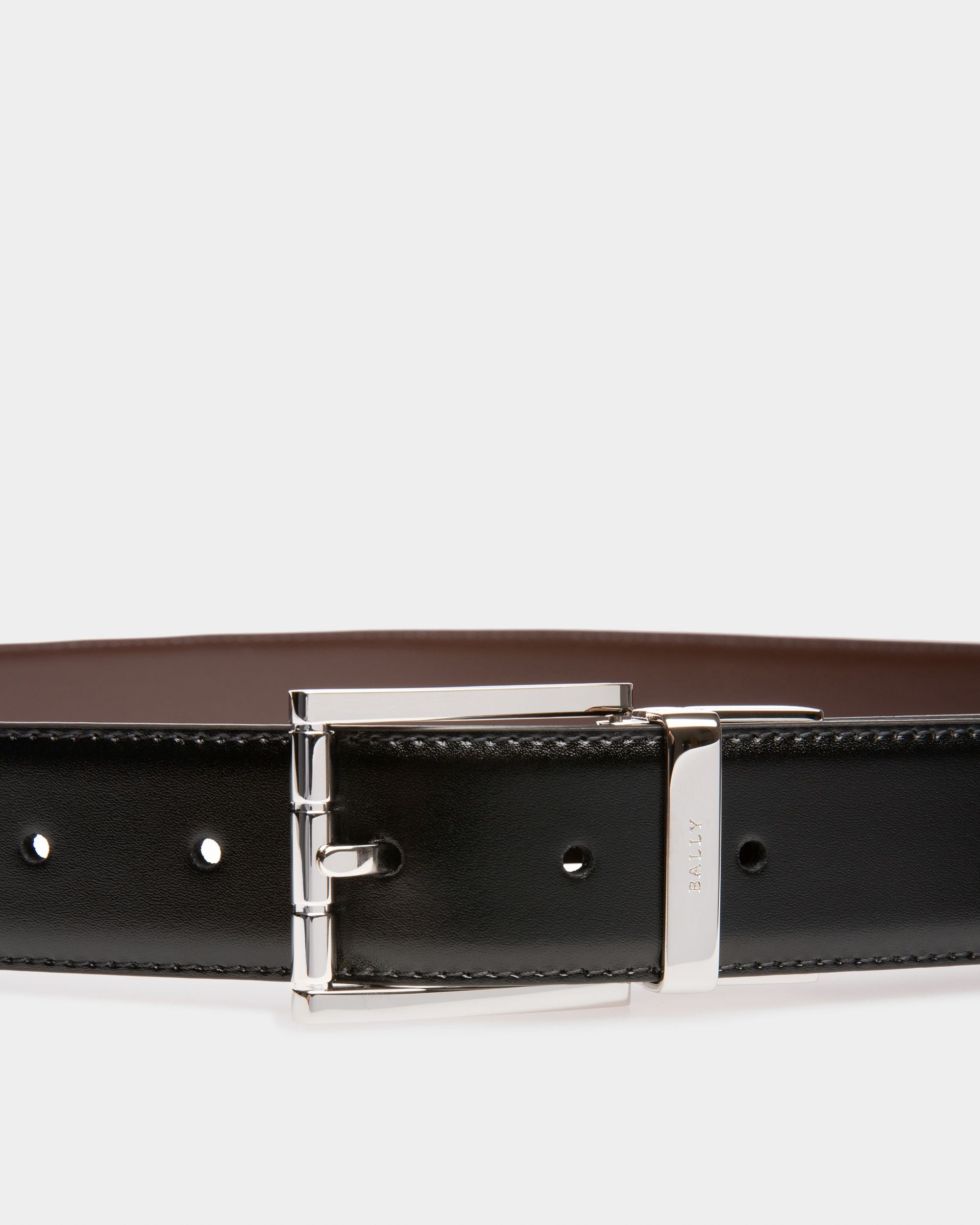 Astor Ceinture 35 Mm En Cuir Noir Et Marron - Homme - Bally - 03