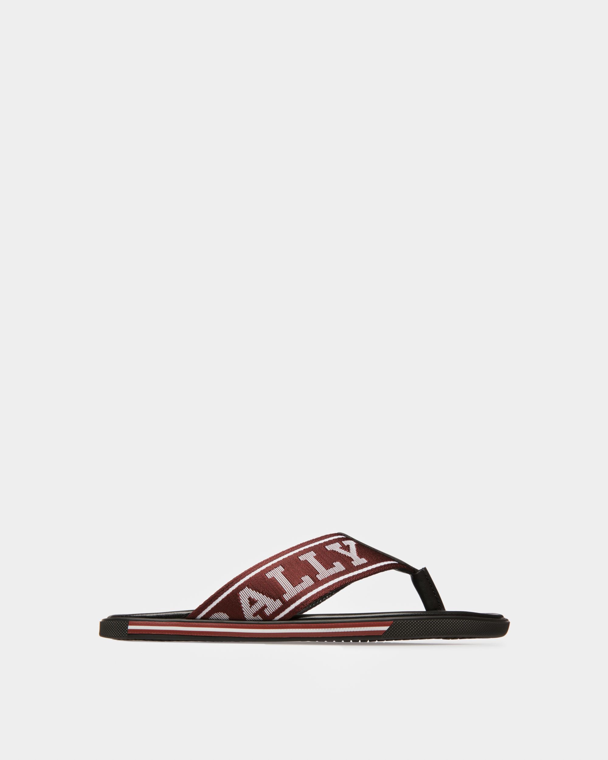 Border Sandalo Infradito In Pelle E Tessuto Rosso Bally - Uomo - Bally - 01