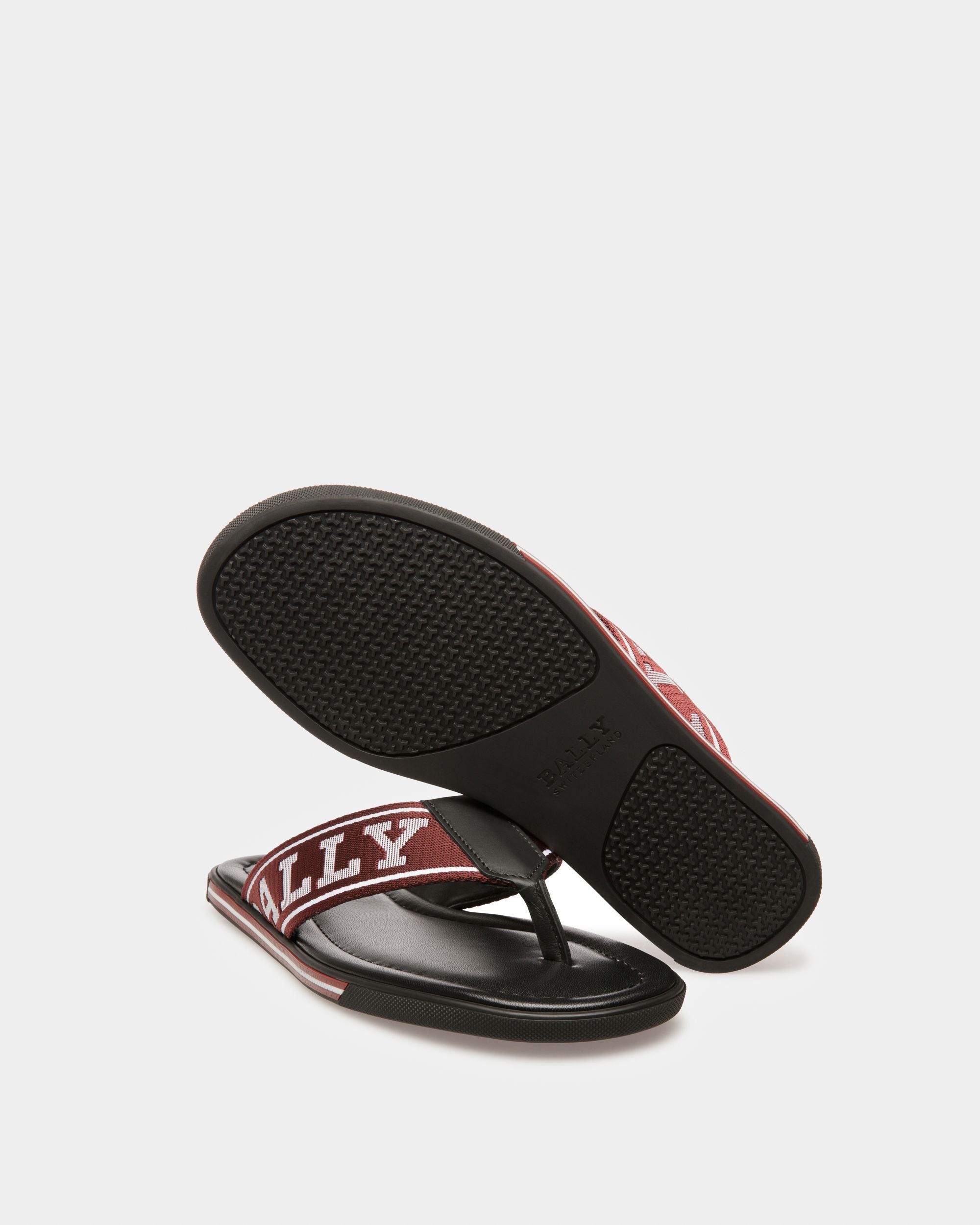 Border Sandalo Infradito In Pelle E Tessuto Rosso Bally - Uomo - Bally - 05