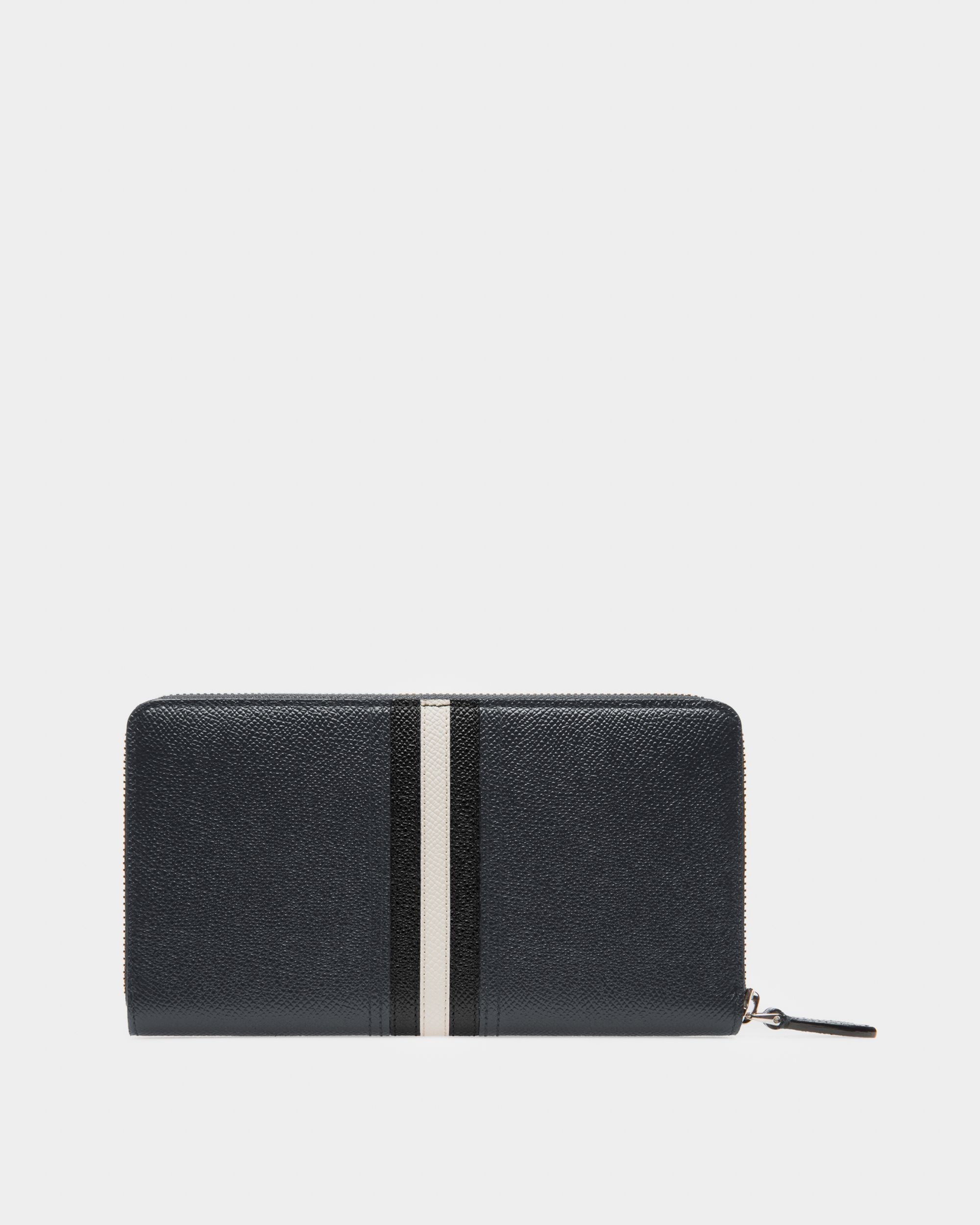 Portefeuille de voyage Lettering en cuir bleu - Homme - Bally - 02
