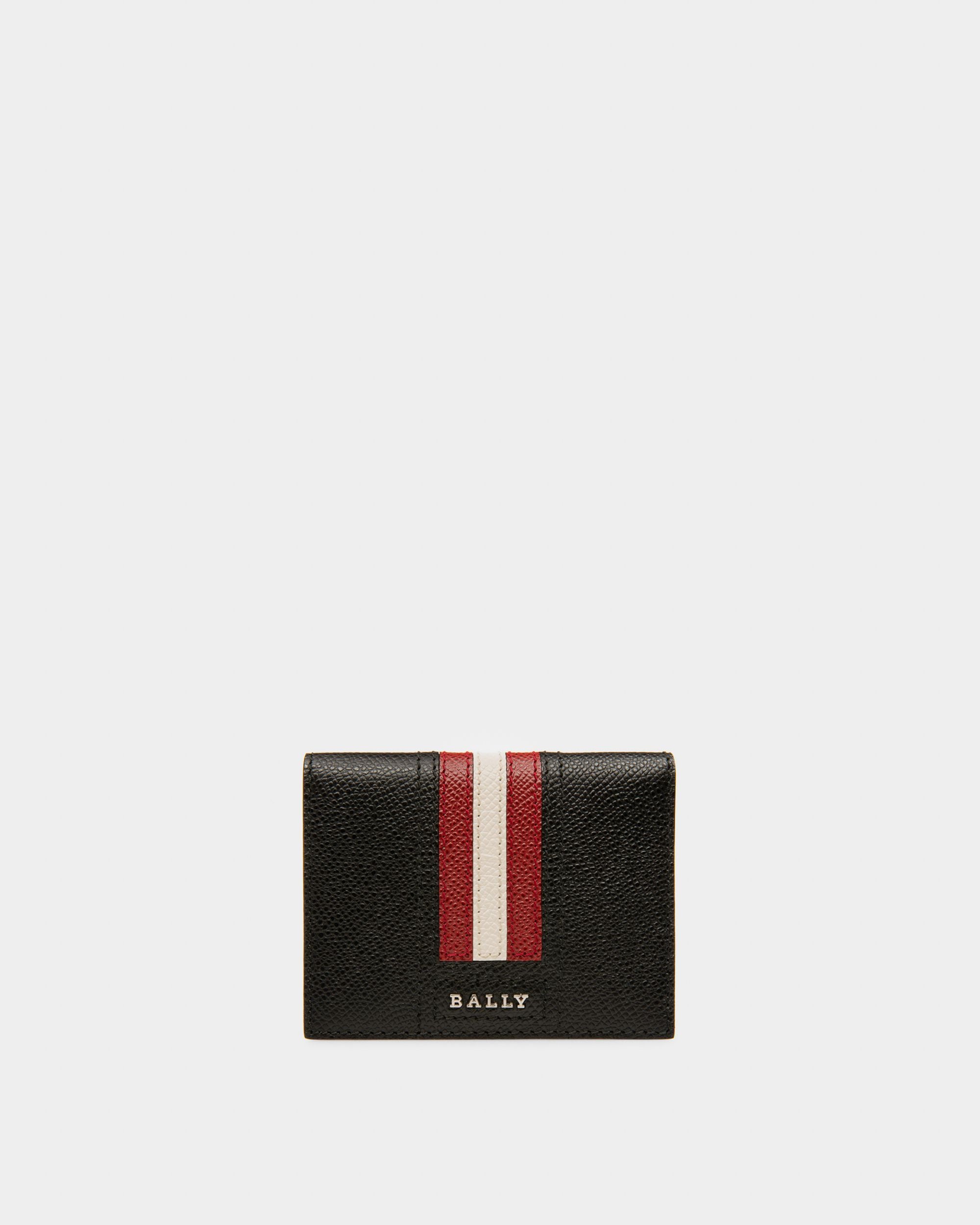 Lettering Business Card Holder In Black Leather - Men's - Bally - 01