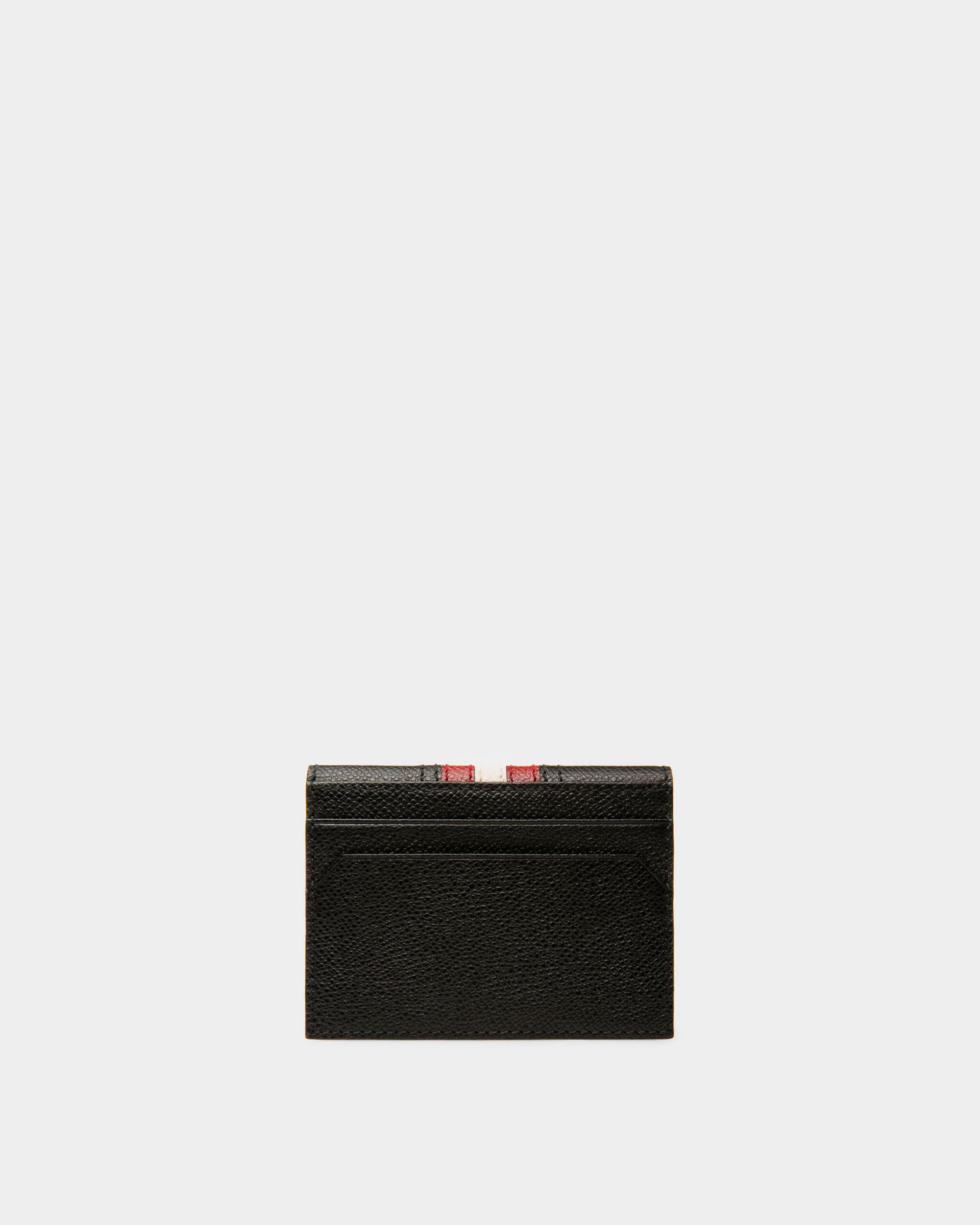 Lettering Business Card Holder In Black Leather - Men's - Bally - 02