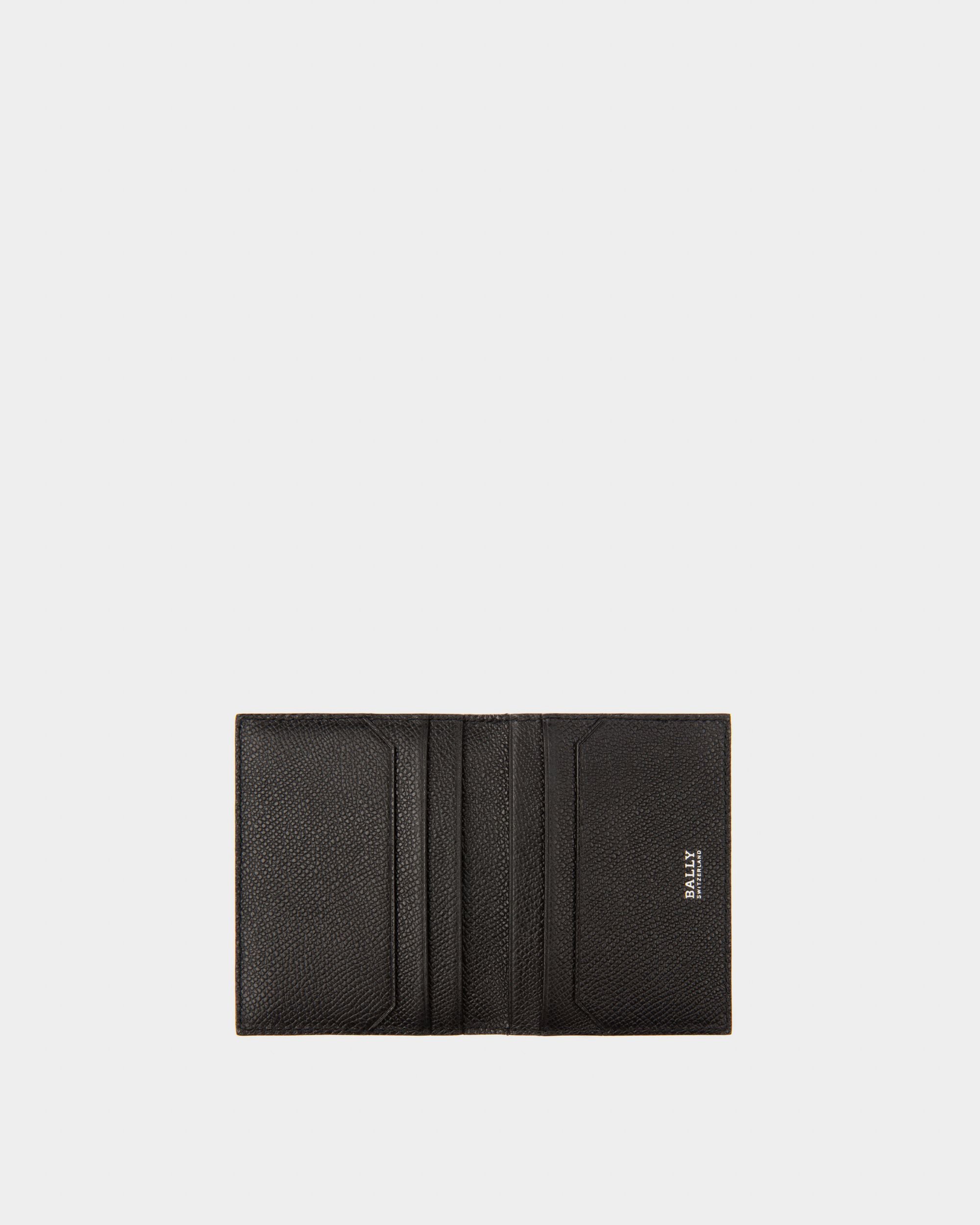 Lettering Business Card Holder In Black Leather - Men's - Bally - 03