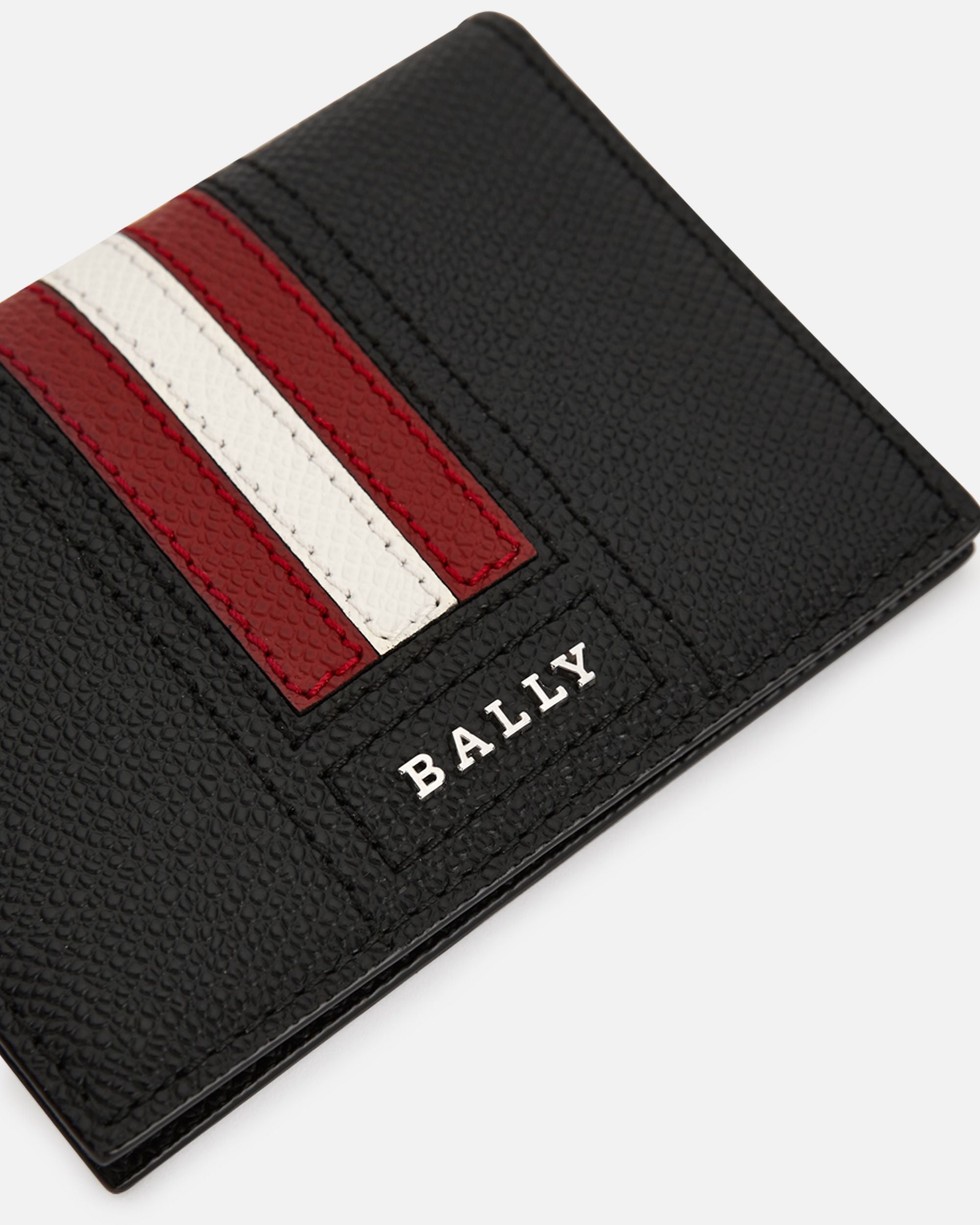 Lettering Business Card Holder In Black Leather - Men's - Bally - 04