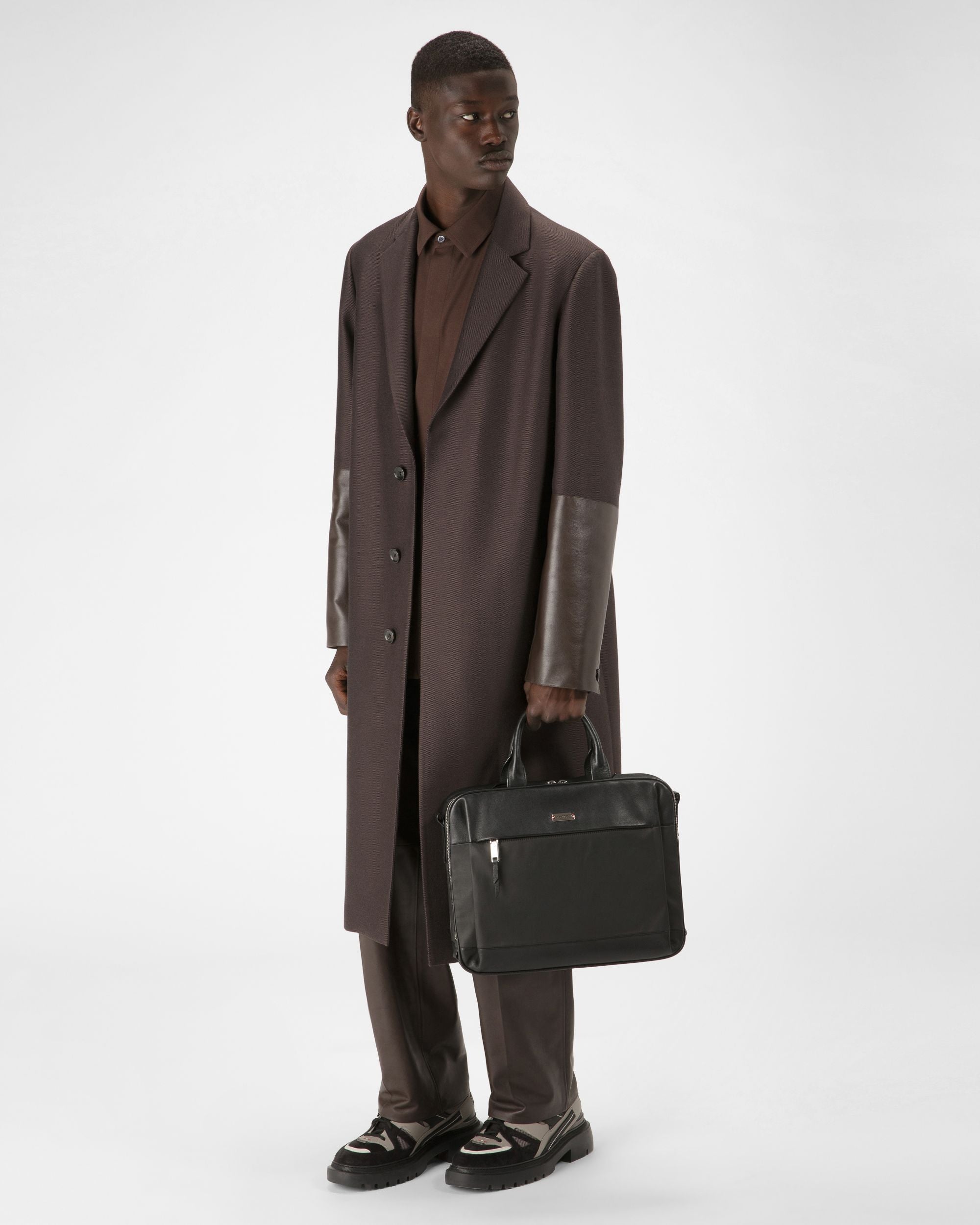 Vaud Sac Professionnel En Toile Enduite Et Cuir Noirs - Homme - Bally - 02