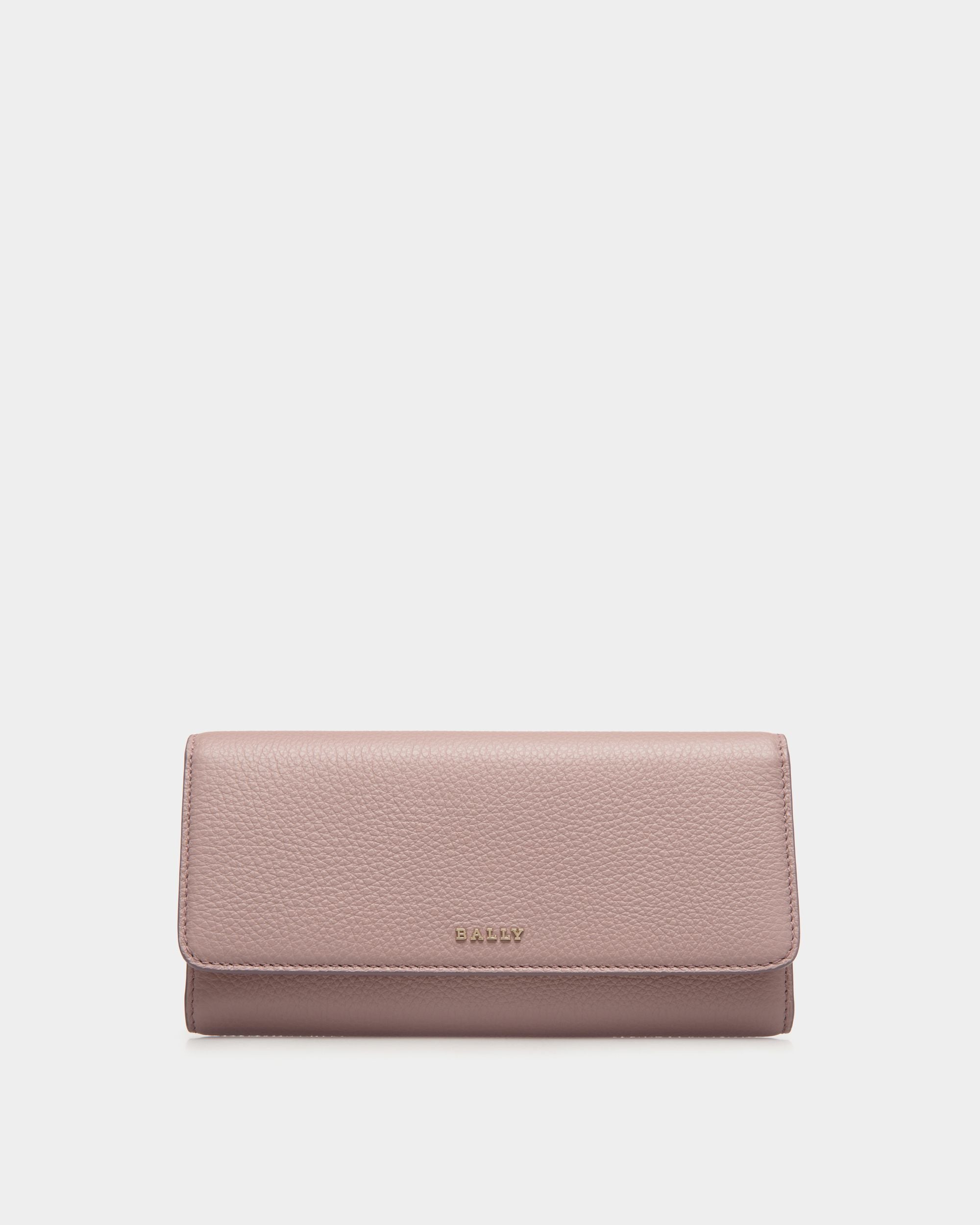 Portefeuille Continental En Cuir Grainé Rose - Femme - Bally - 01