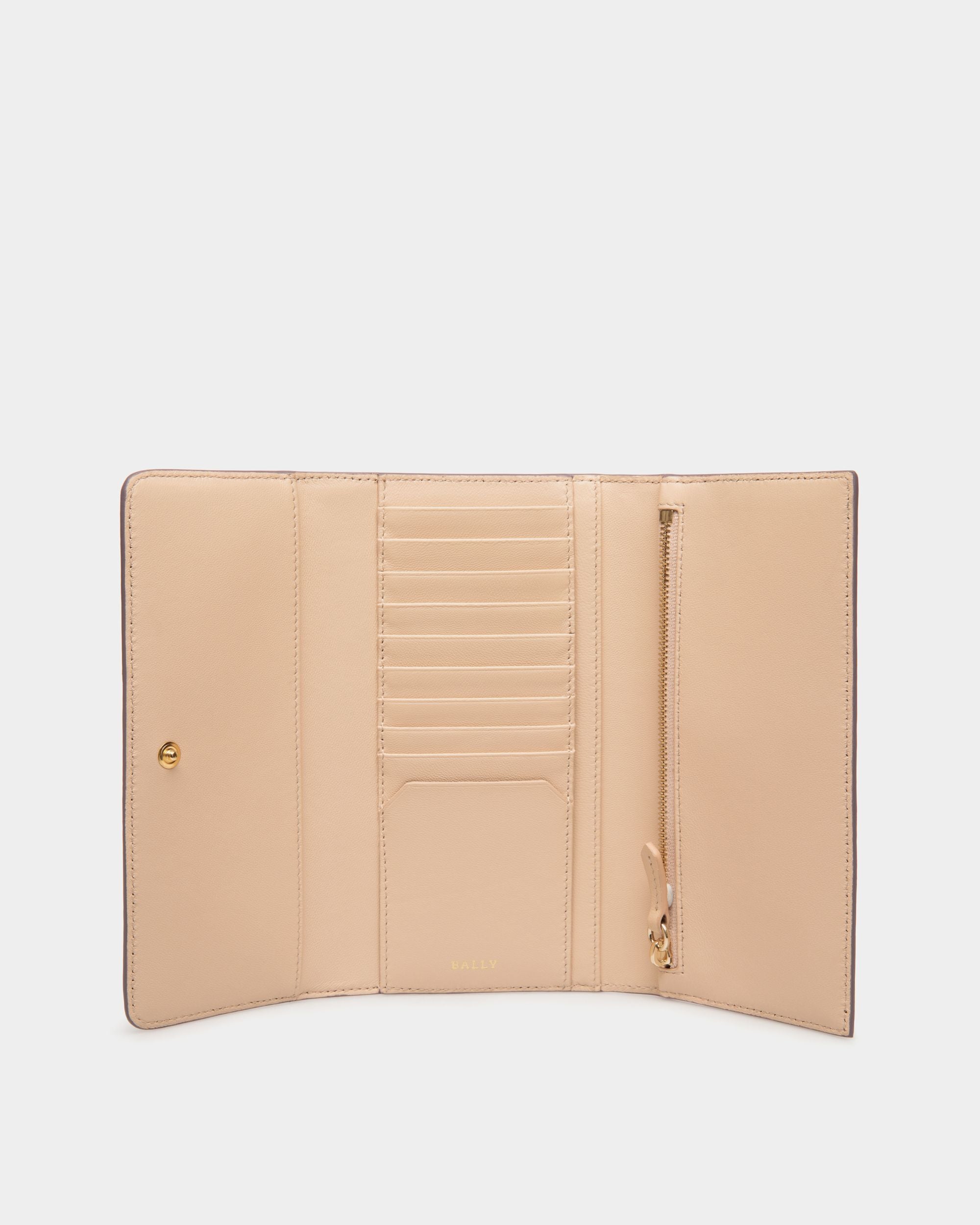 Portefeuille Continental En Cuir Grainé Rose - Femme - Bally - 03