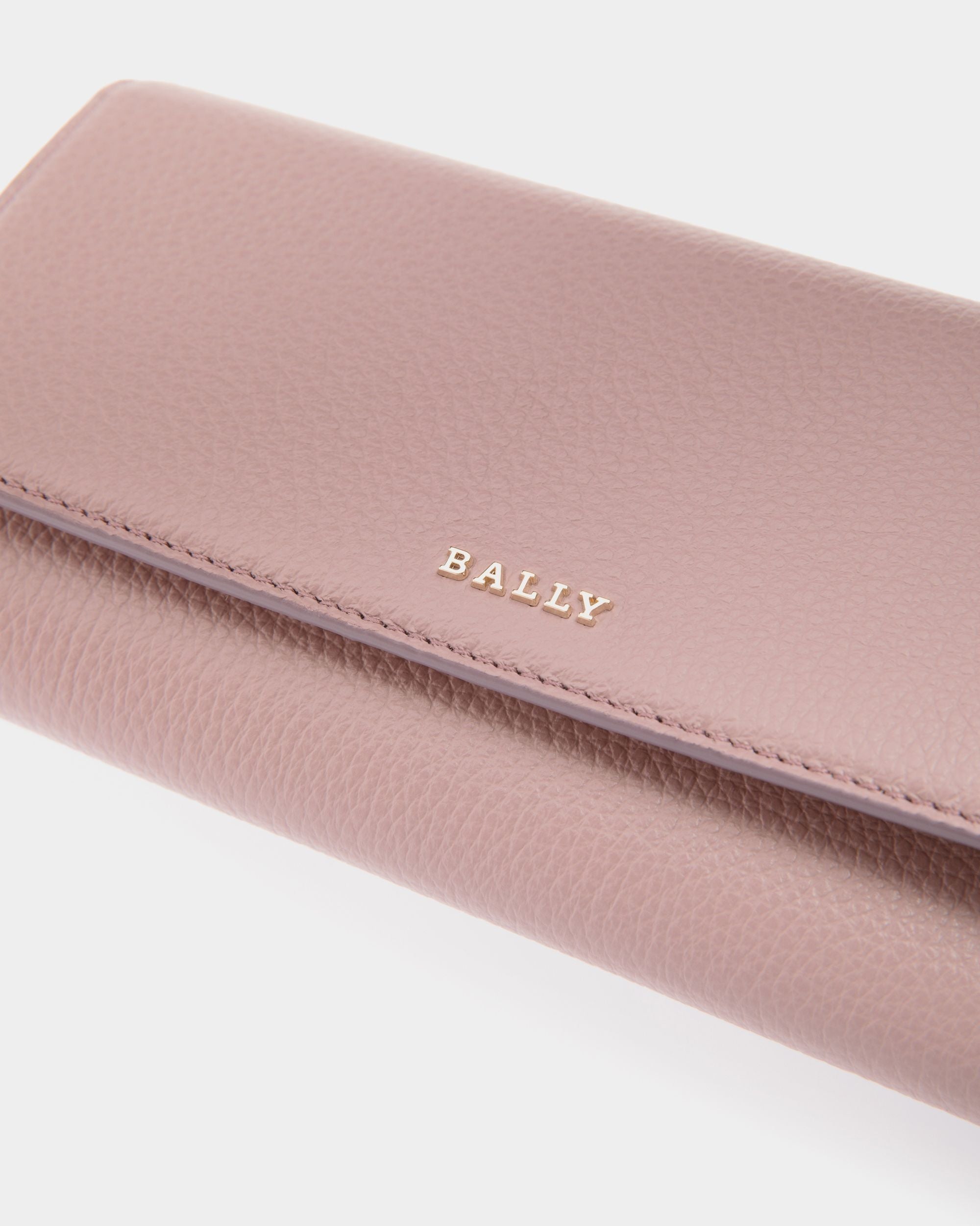 Portefeuille Continental En Cuir Grainé Rose - Femme - Bally - 04