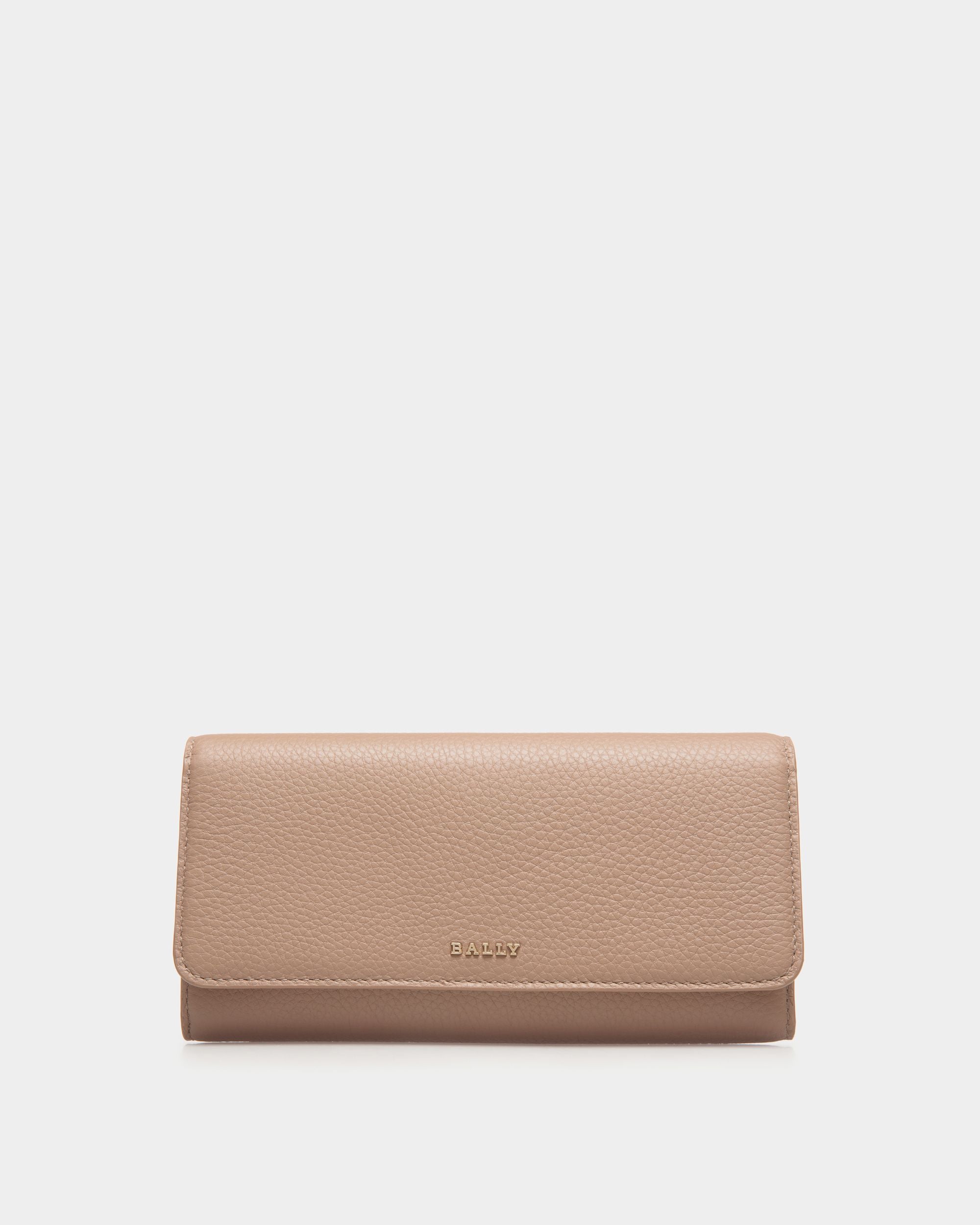 Portefeuille Continental Ribbon En Cuir Grainé Beige - Femme - Bally - 01
