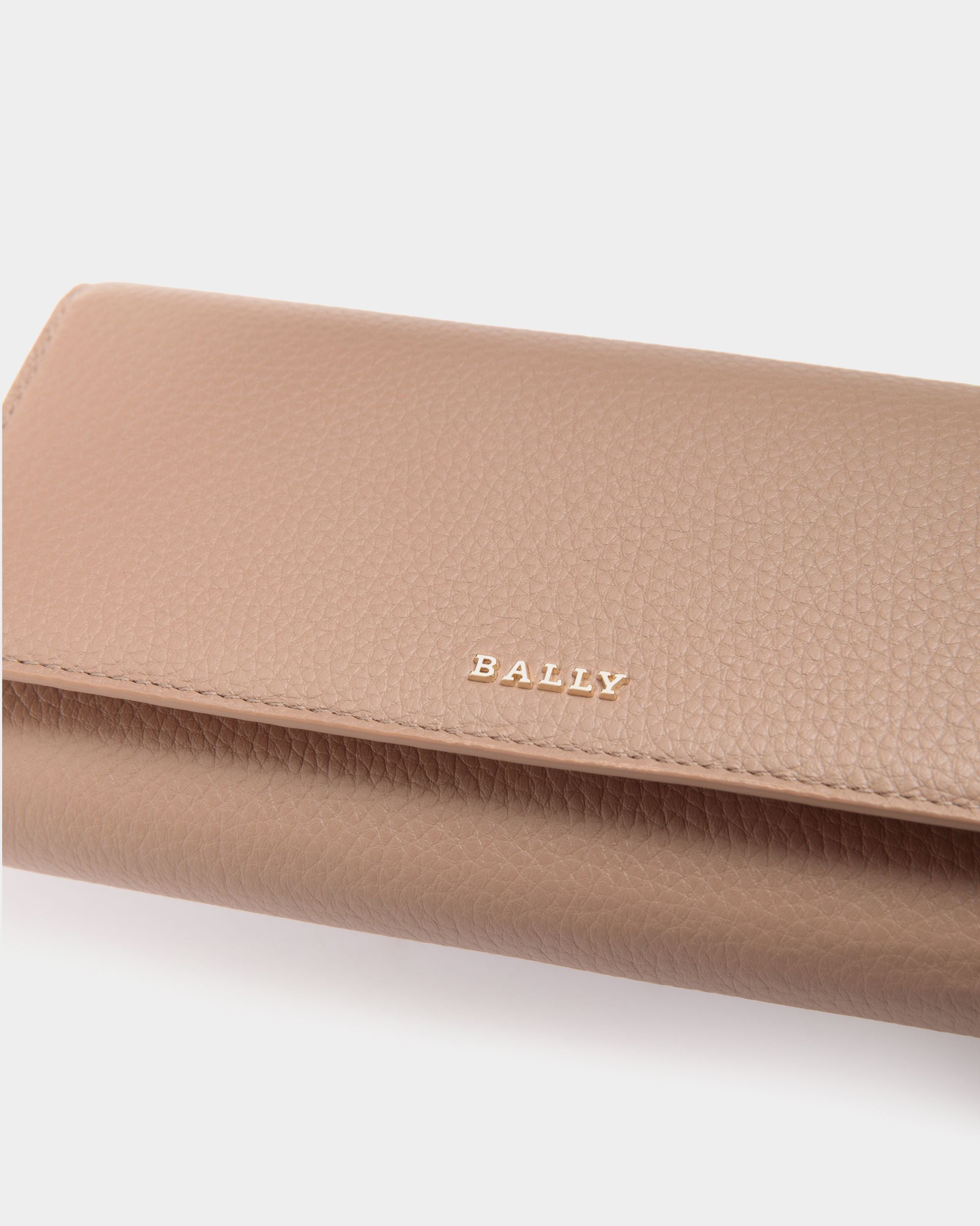 Portefeuille Continental Ribbon En Cuir Grainé Beige - Femme - Bally - 04