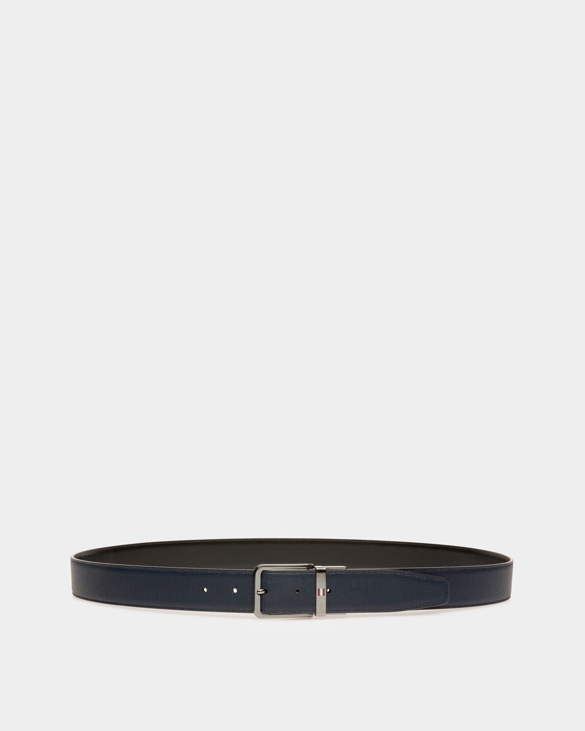 Arkin Ceinture 35 Mm En Cuir Bleu Marine Et Noir - Homme - Bally - 01