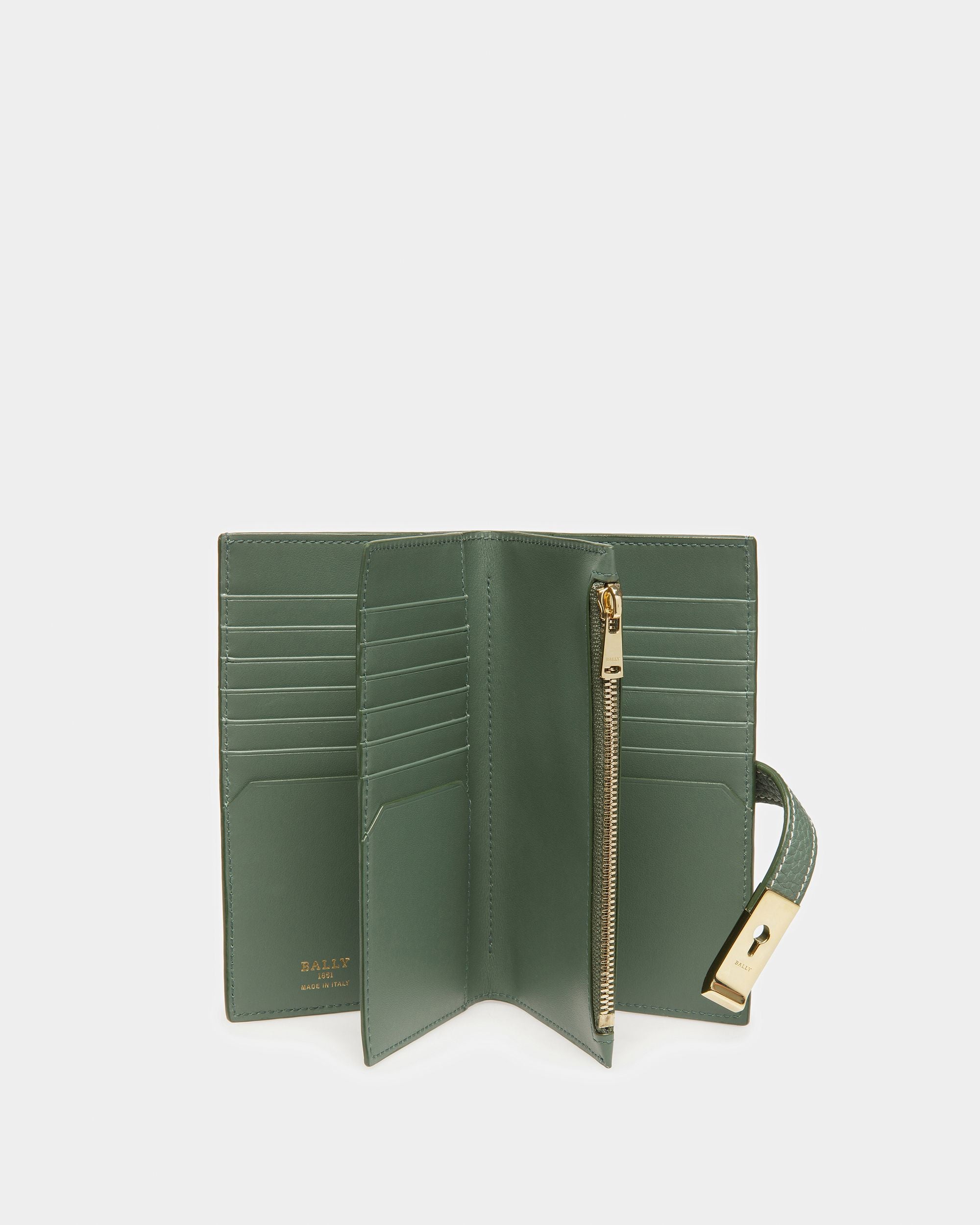 Amber Portefeuille En Cuir Vert Sauge - Femme - Bally - 03