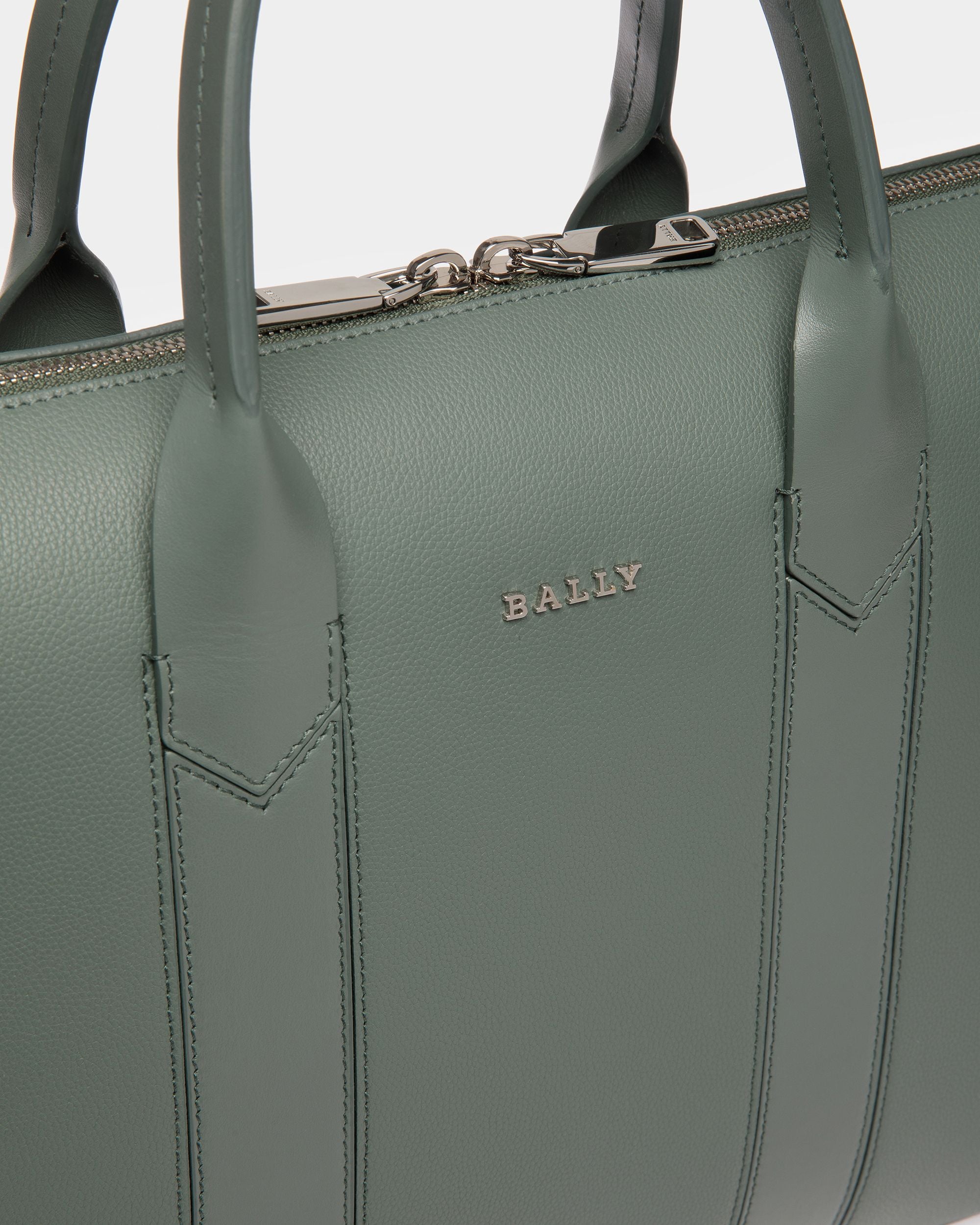 Elter Business Bag Aus Leder In Salbei Und Palladium - Herren - Bally - 03