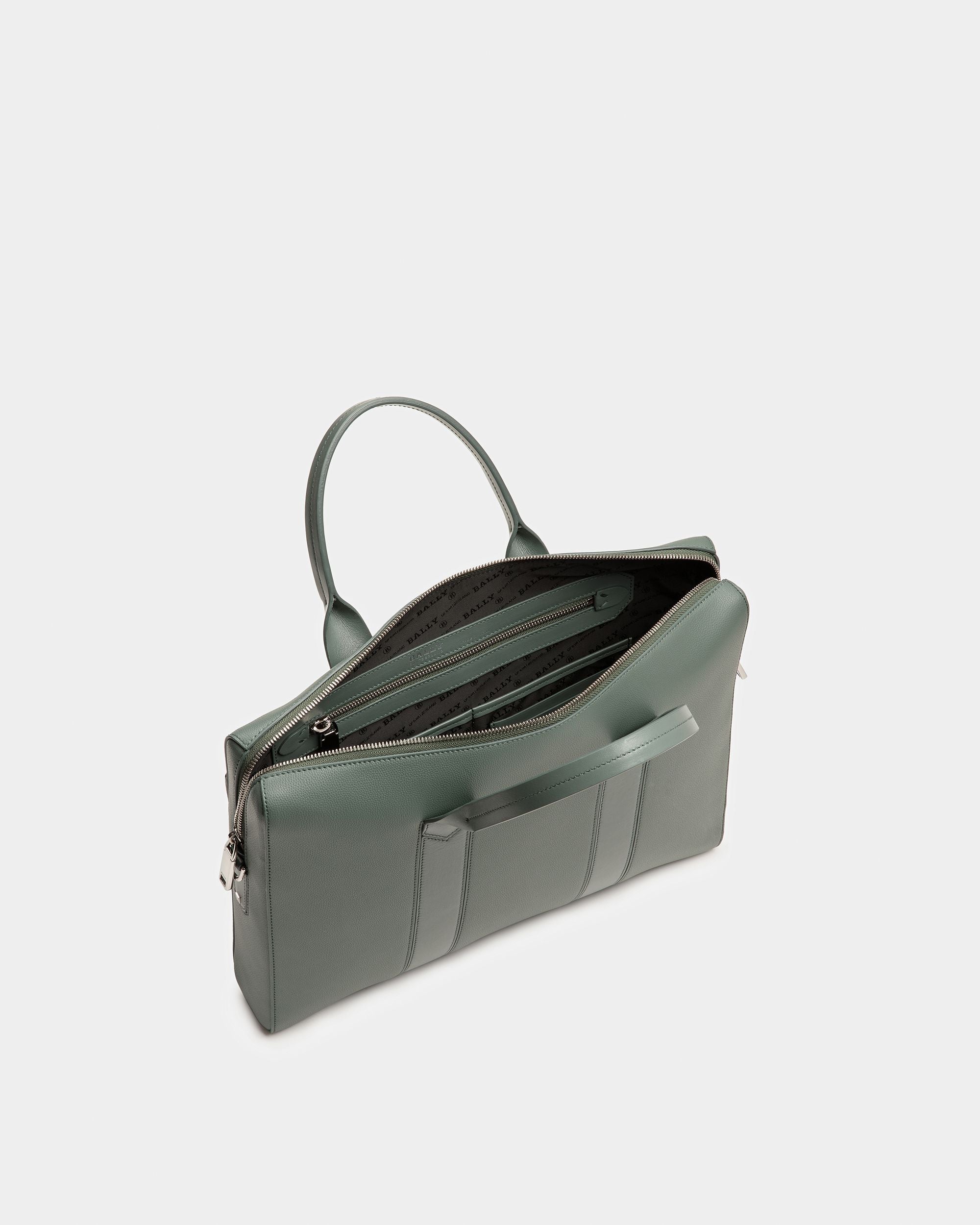 Elter Business Bag Aus Leder In Salbei Und Palladium - Herren - Bally - 04