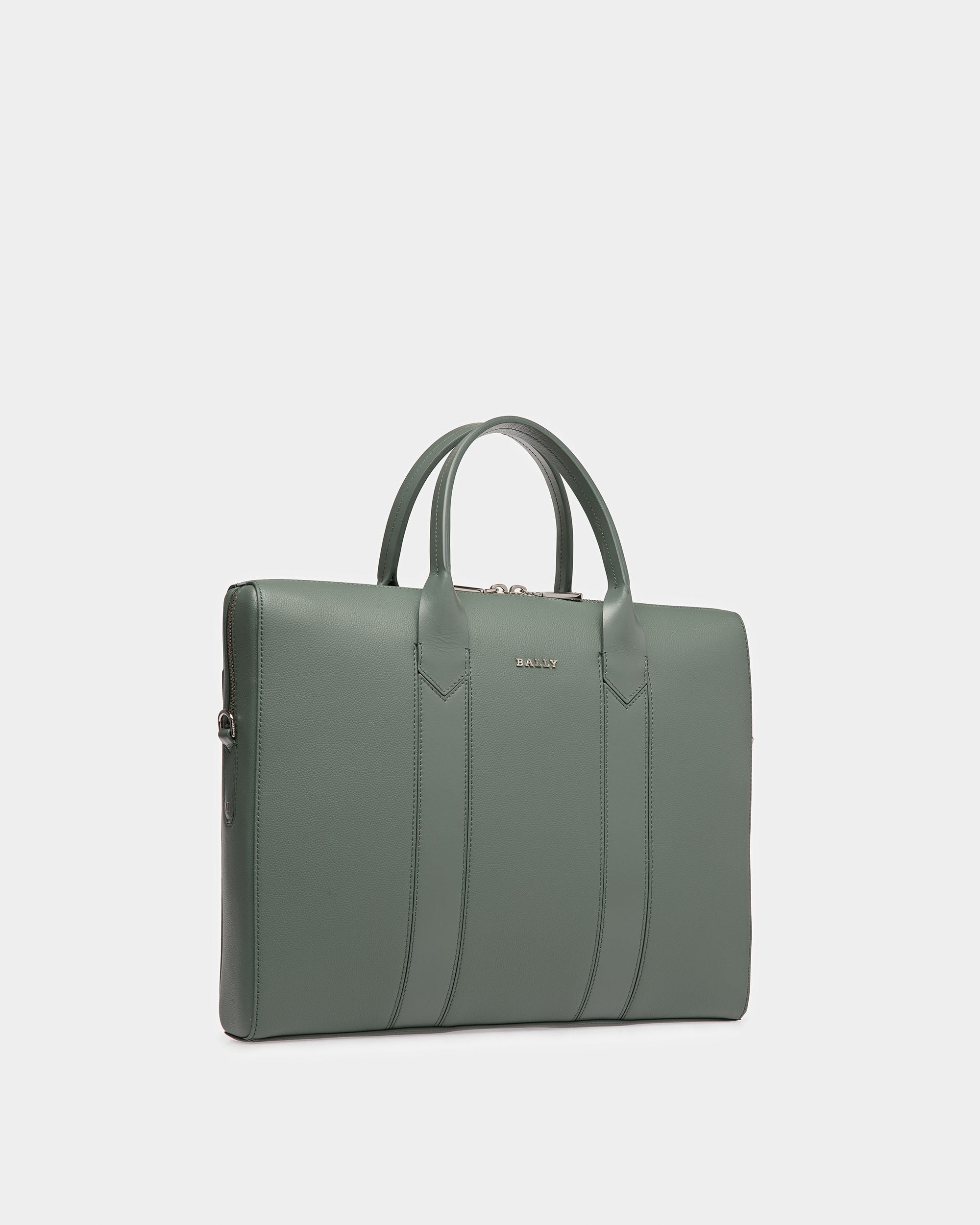 Elter Business Bag Aus Leder In Salbei Und Palladium - Herren - Bally - 05