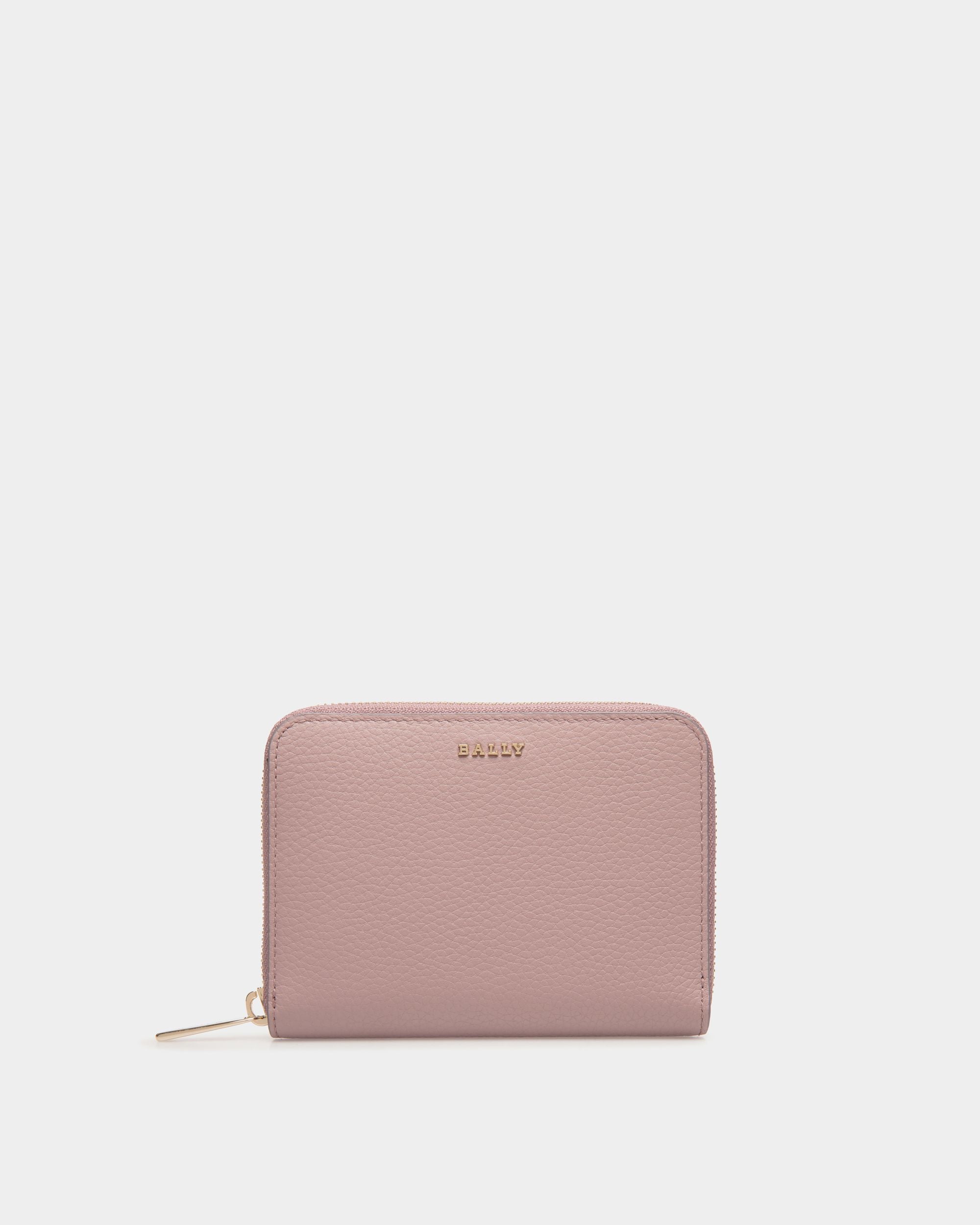 Portefeuille À Contour Zippé En Cuir Grainé Rose - Femme - Bally - 01